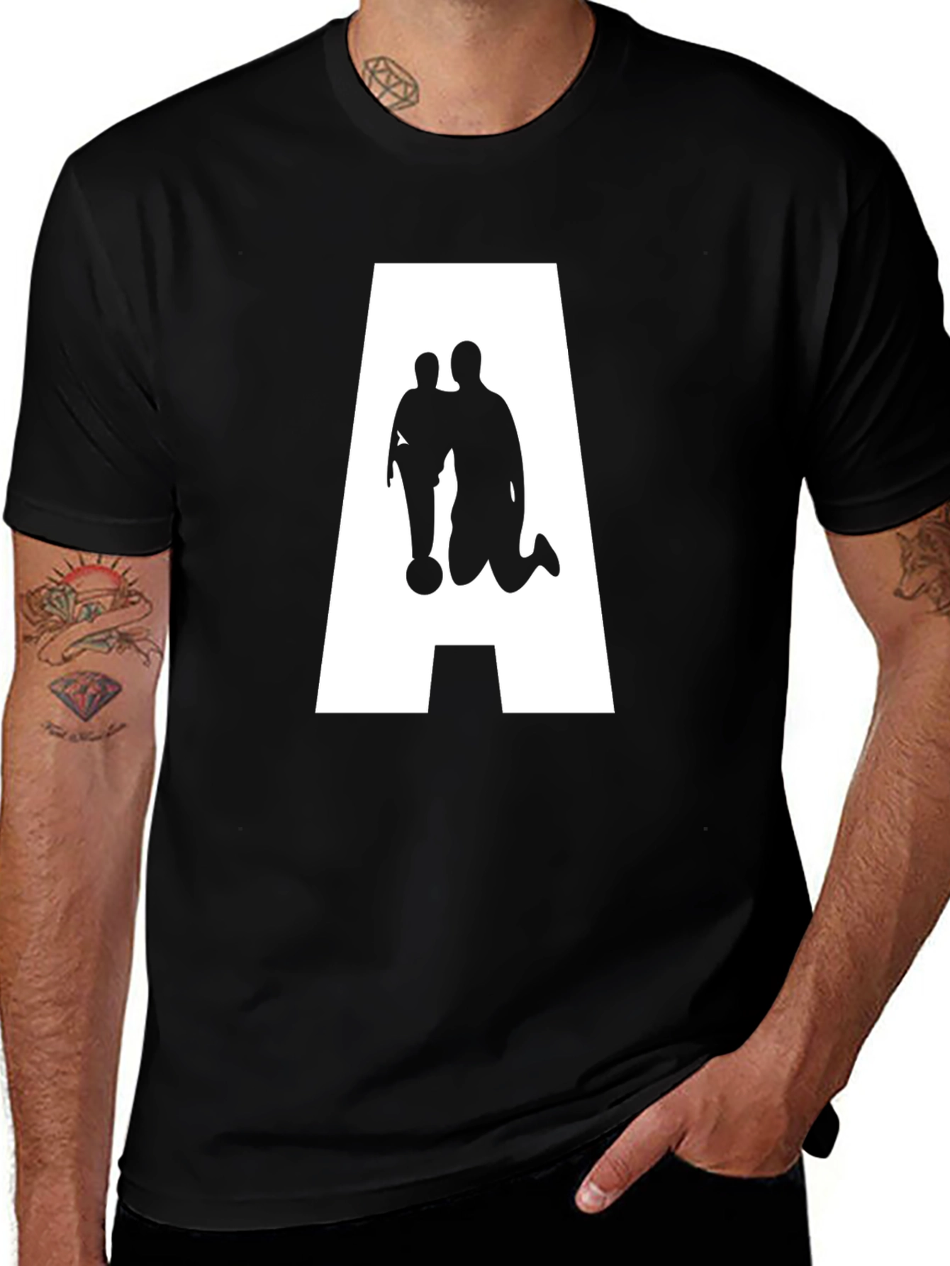 Variant 28 of Dad & Son Soccer Silhouette Tee - Black Cotton