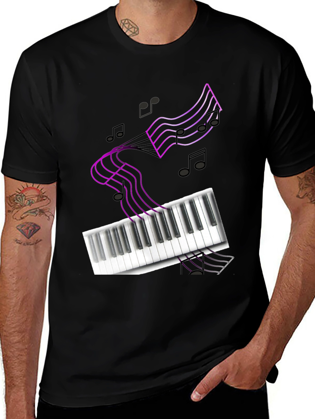 Variant 20 of Musical Notes Piano Keyboard Graphic T-Shirt