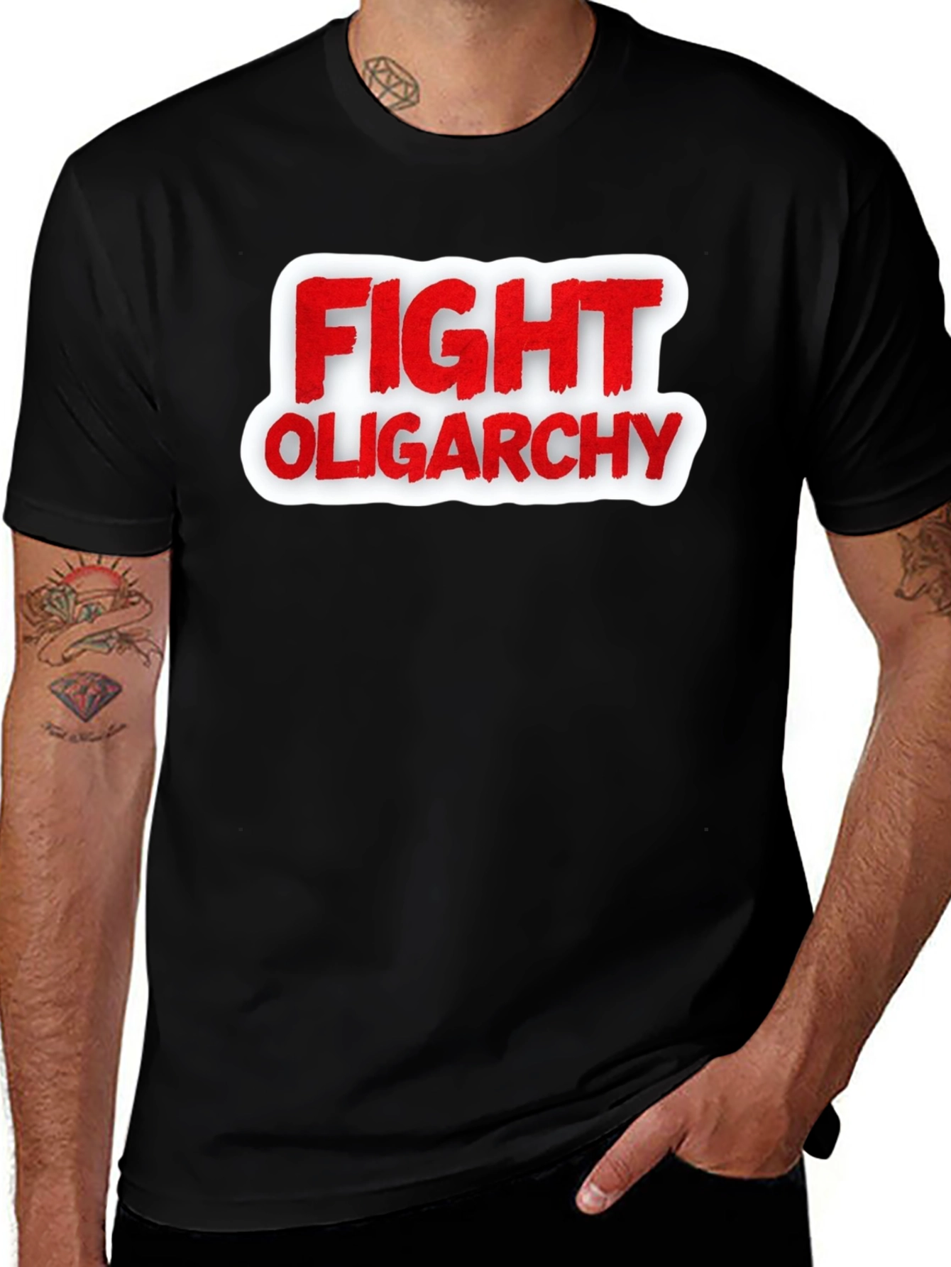Variant 2 of Fight Oligarchy T-Shirt - Red and White Graphic Tee