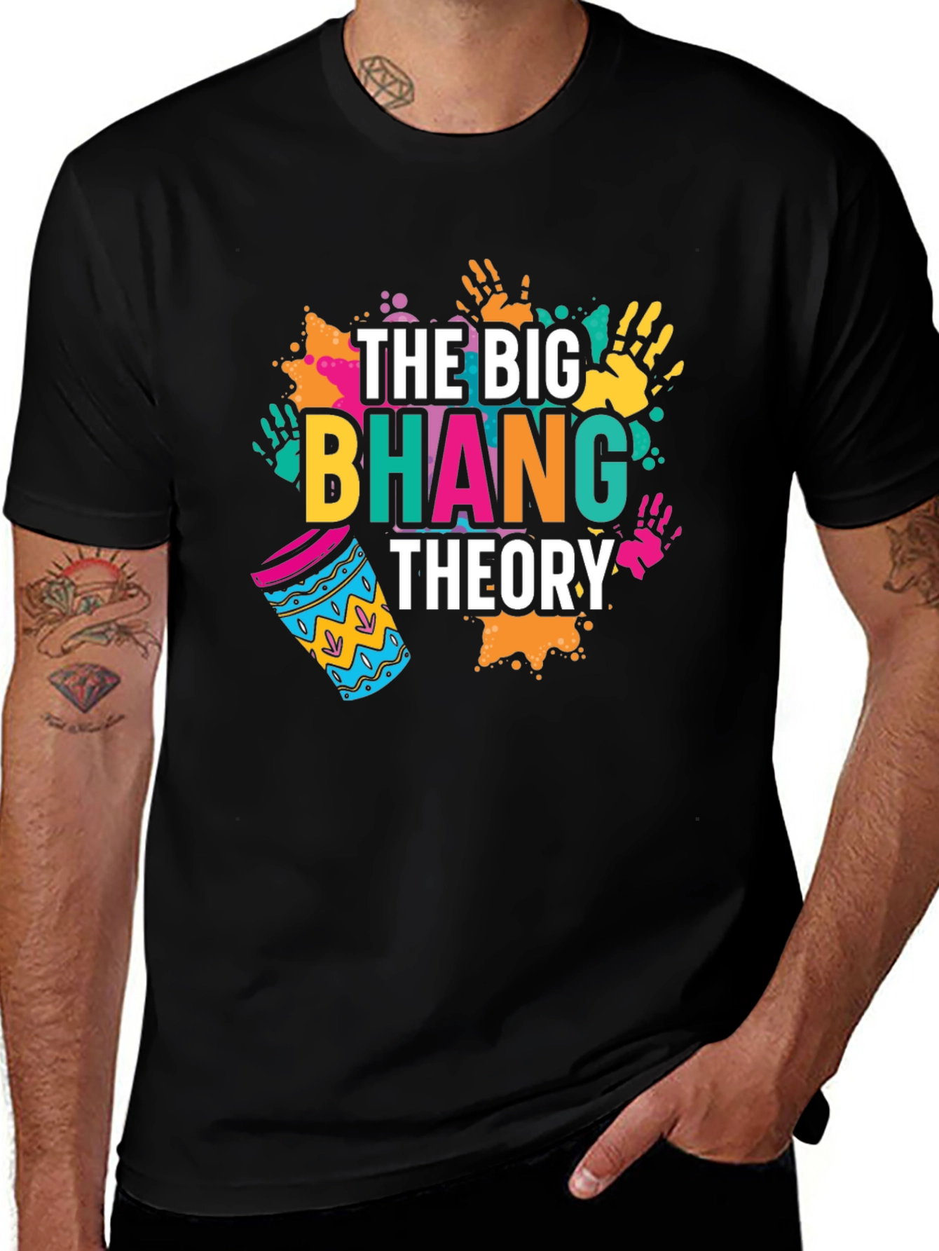The Big Bhang Theory Holi T-Shirt - Colorful Graphic Tee