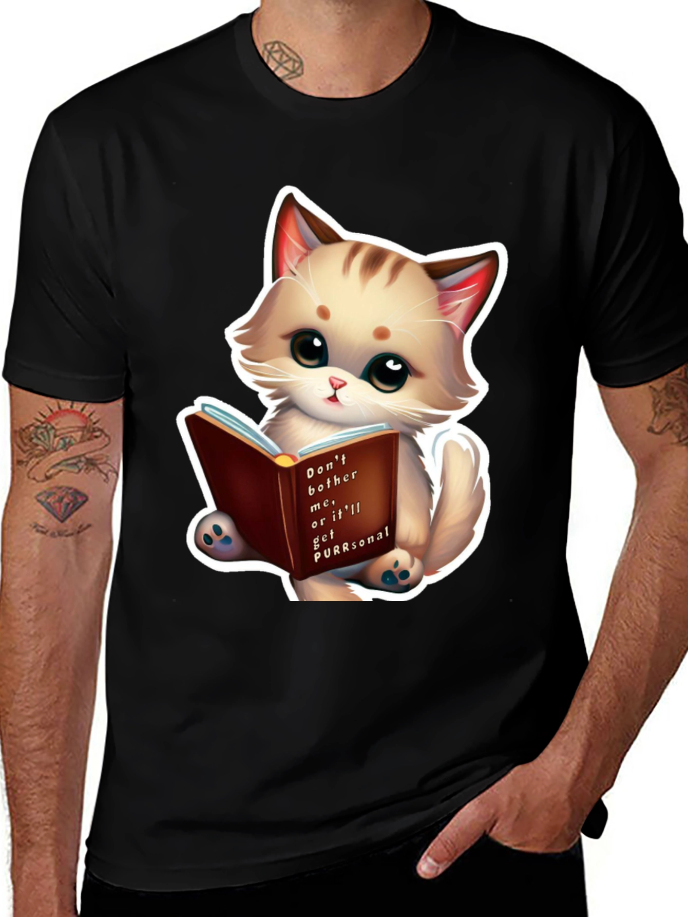 Variant 9 of Cute Cat Reading Book T-Shirt