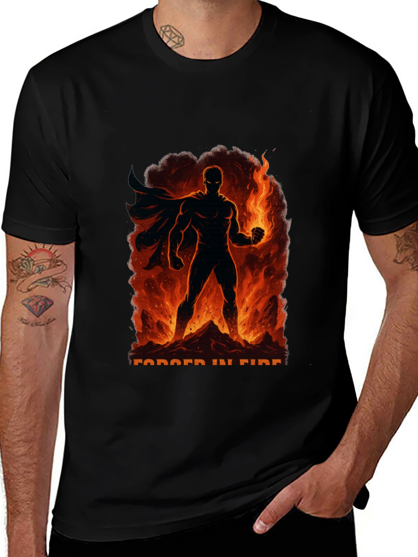 Variant 28 of Forged In Fire Graphic Tee - Black Cotton Shirt