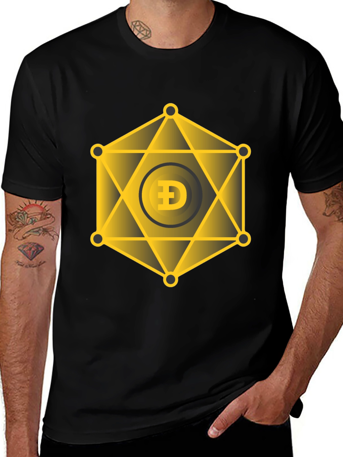 Variant 3 of Geometric Doge T-Shirt - Modern Crypto Style
