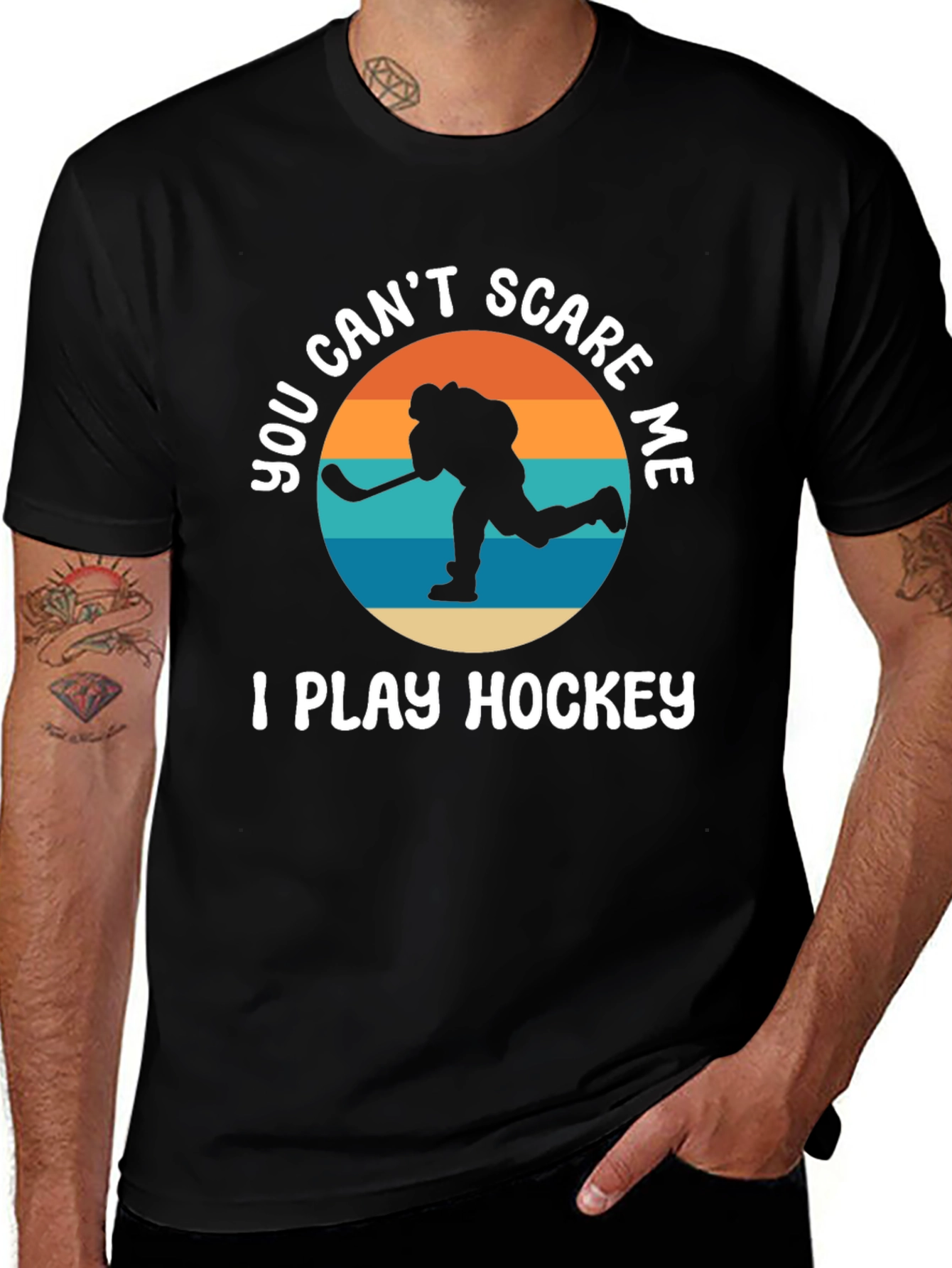 Variant 17 of Hockey Player T-Shirt - You Can't Scare Me