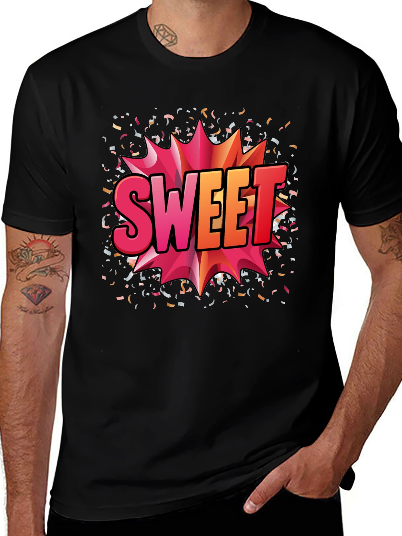 Variant 7 of Sweet Graphic Print Black T-Shirt