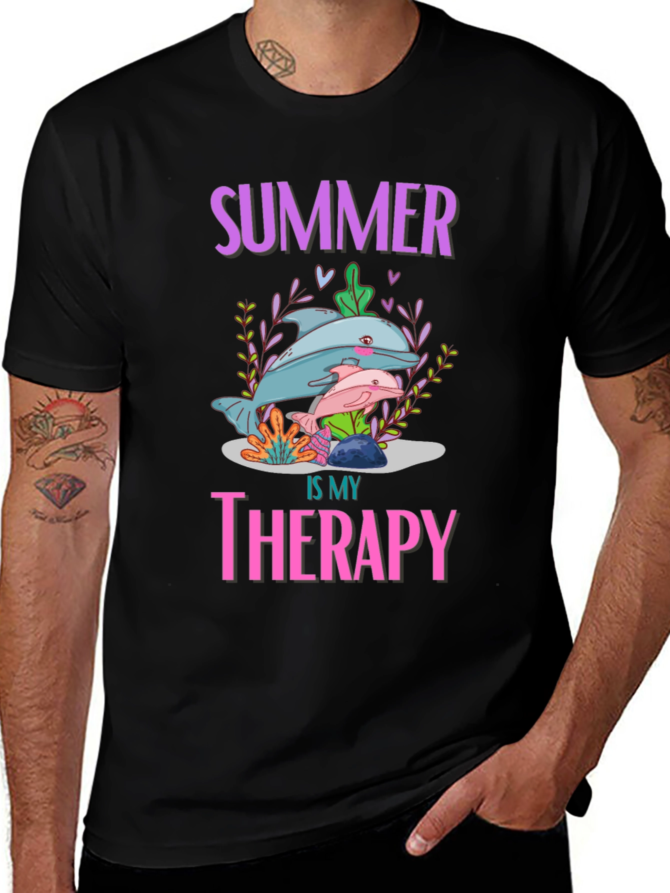 Variant 19 of Summer Therapy Dolphin Graphic Tee