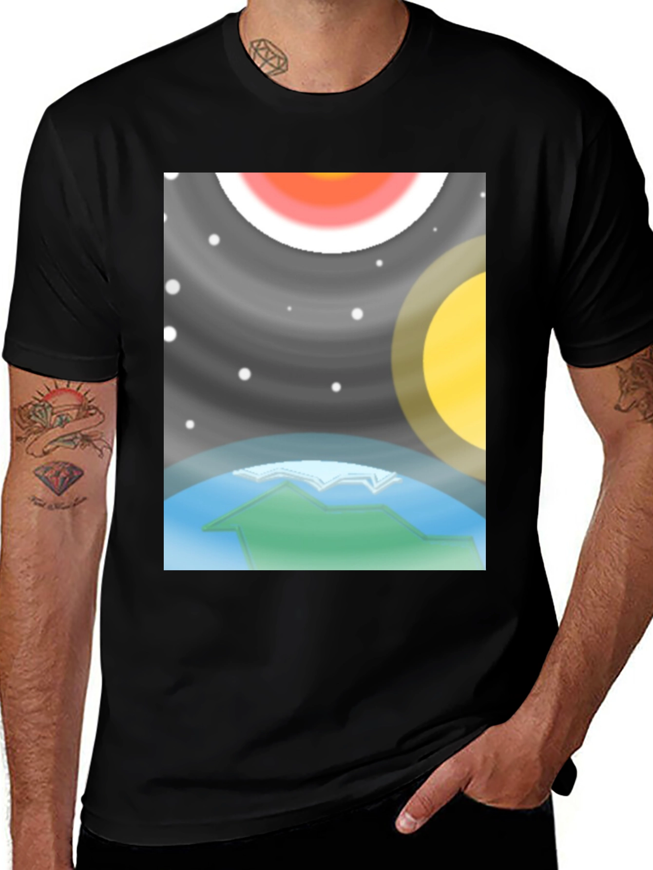 Variant 13 of Planetary Graphic Tee - Black Cotton Comfort
