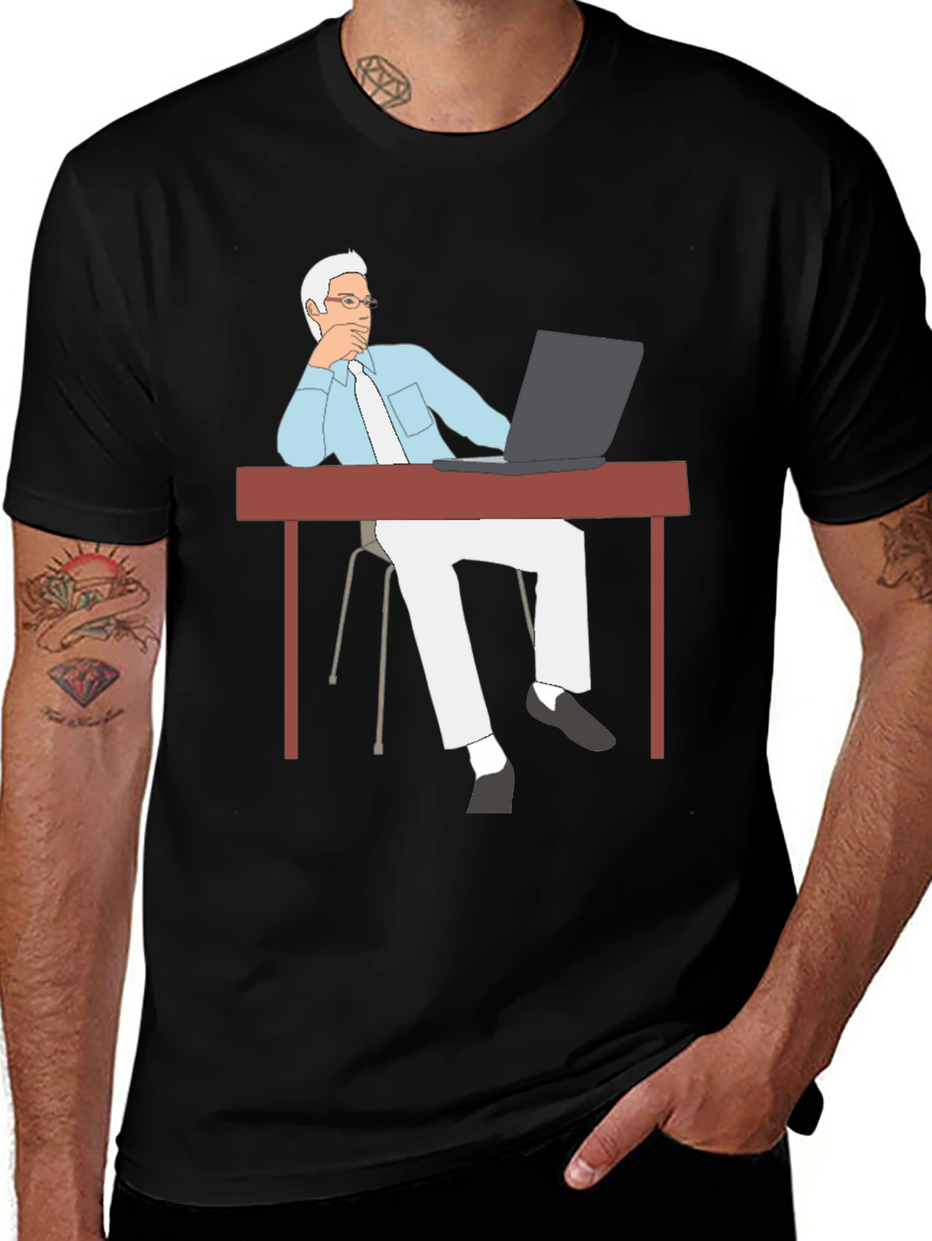 Variant 23 of Thinking Man at Desk Graphic T-Shirt