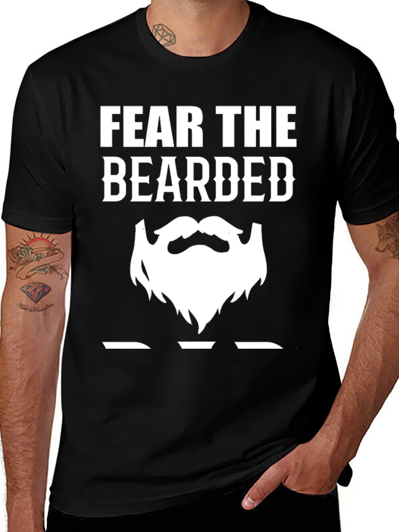Variant 27 of Fear the Bearded T-Shirt - Funny Beard Lover Tee