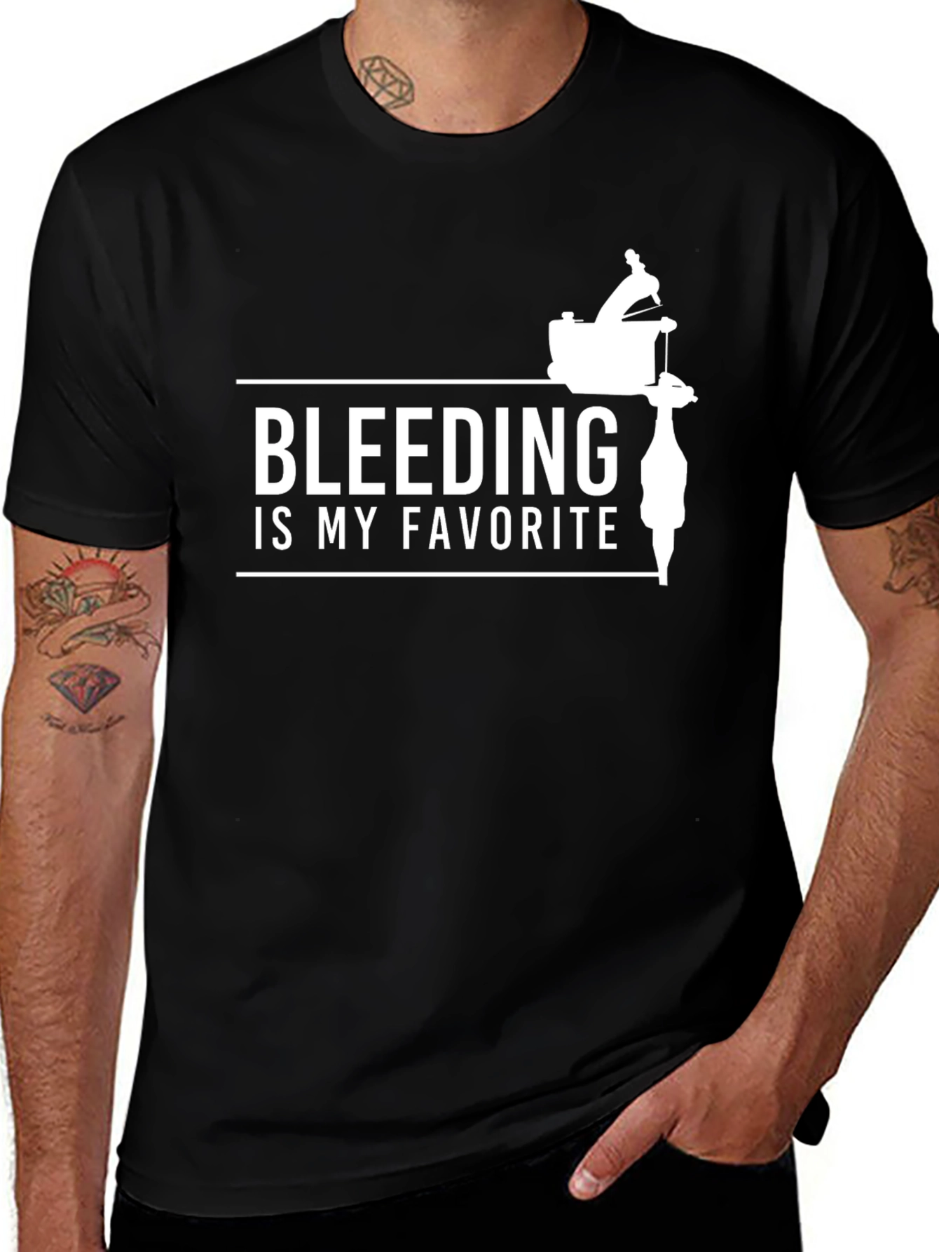 Variant 3 of Bleeding is My Favorite Tattoo Artist Black T-Shirt