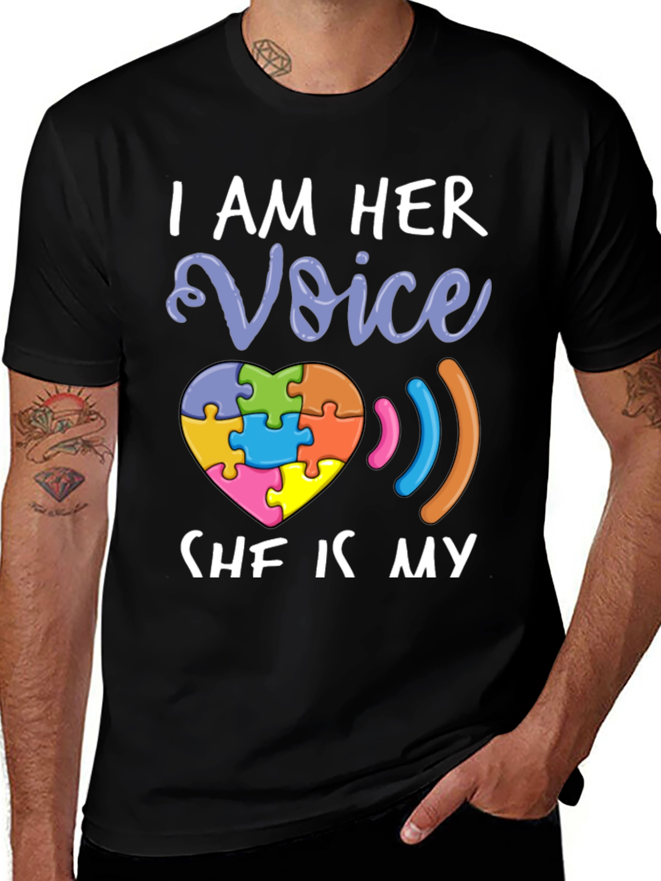 Variant 4 of I Am Her Voice Autism Awareness T-Shirt