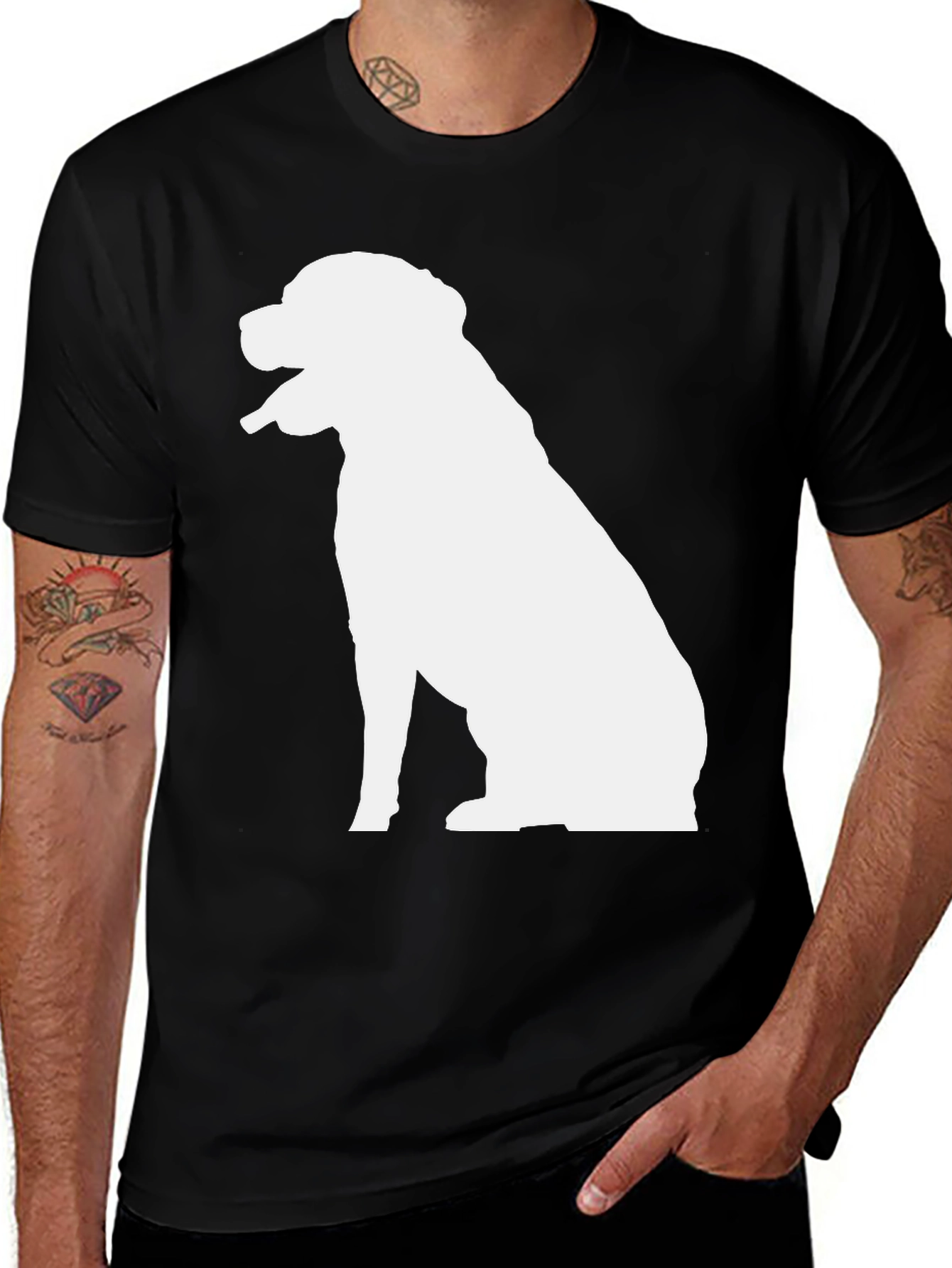 Variant 25 of Dog Silhouette Graphic Tee - Black Cotton T-Shirt