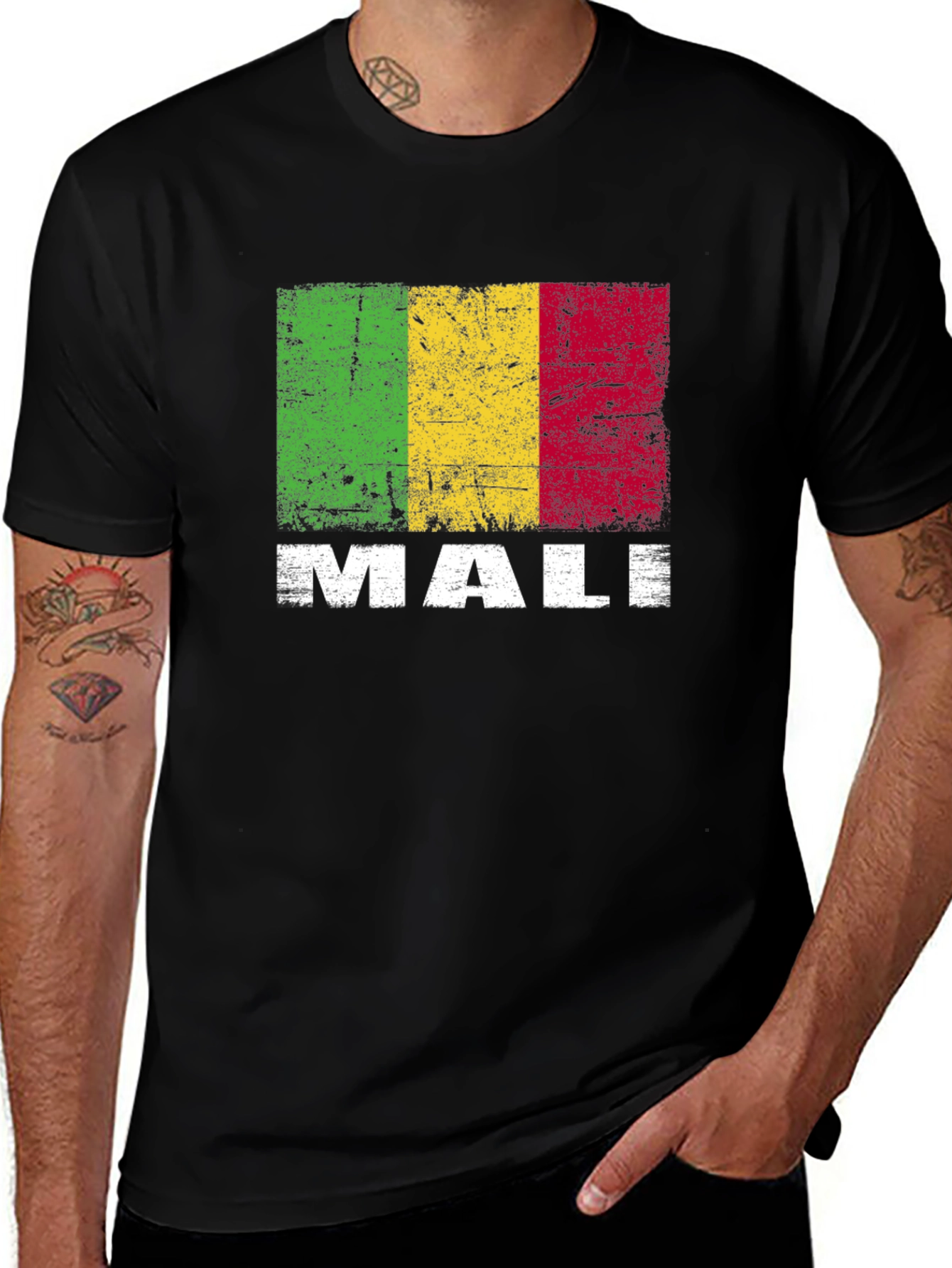 Mali Flag T-Shirt - Distressed Graphic Tee