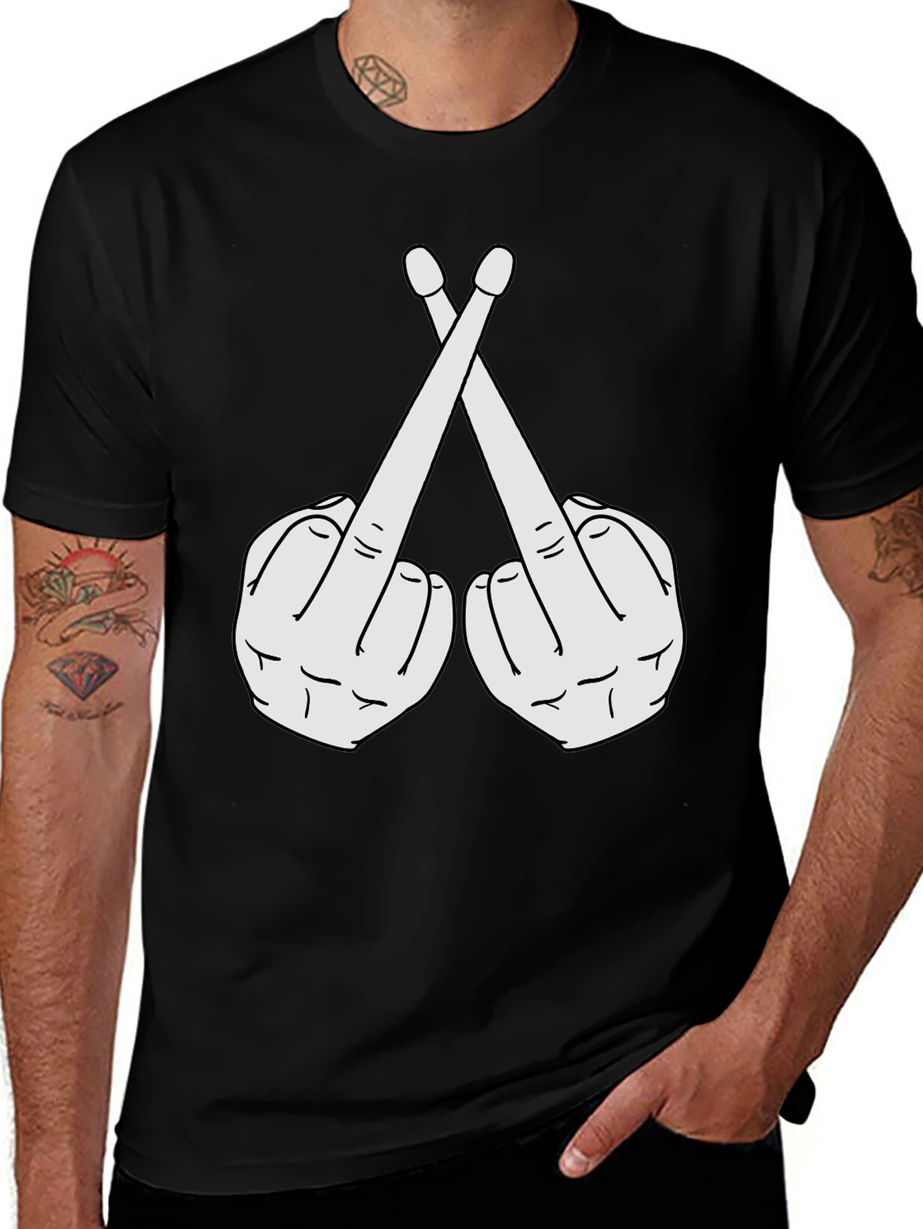 Drummer Attitude Tee - Crossed Finger Sticks