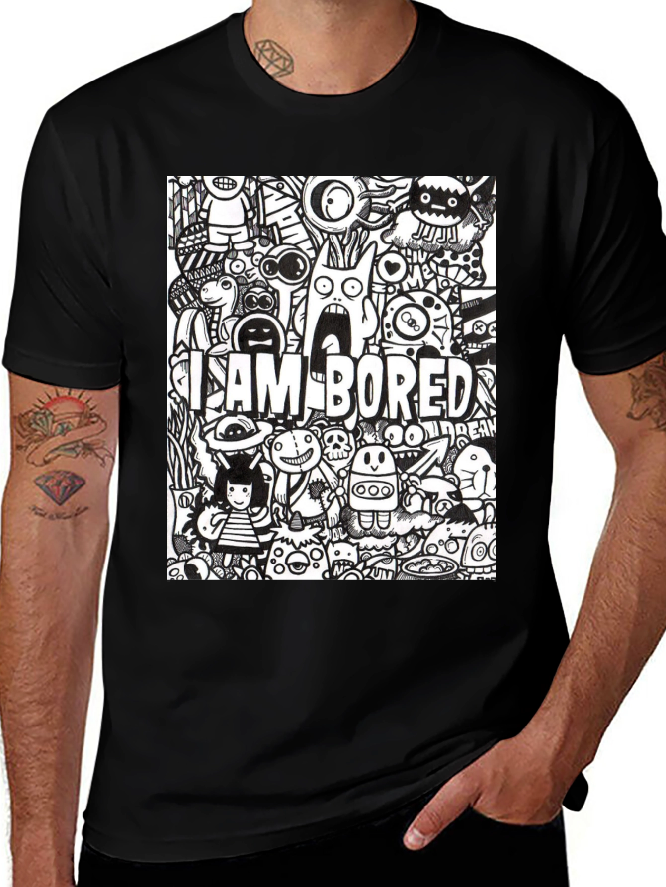 Variant 26 of I AM BORED Doodle Art Graphic Tee