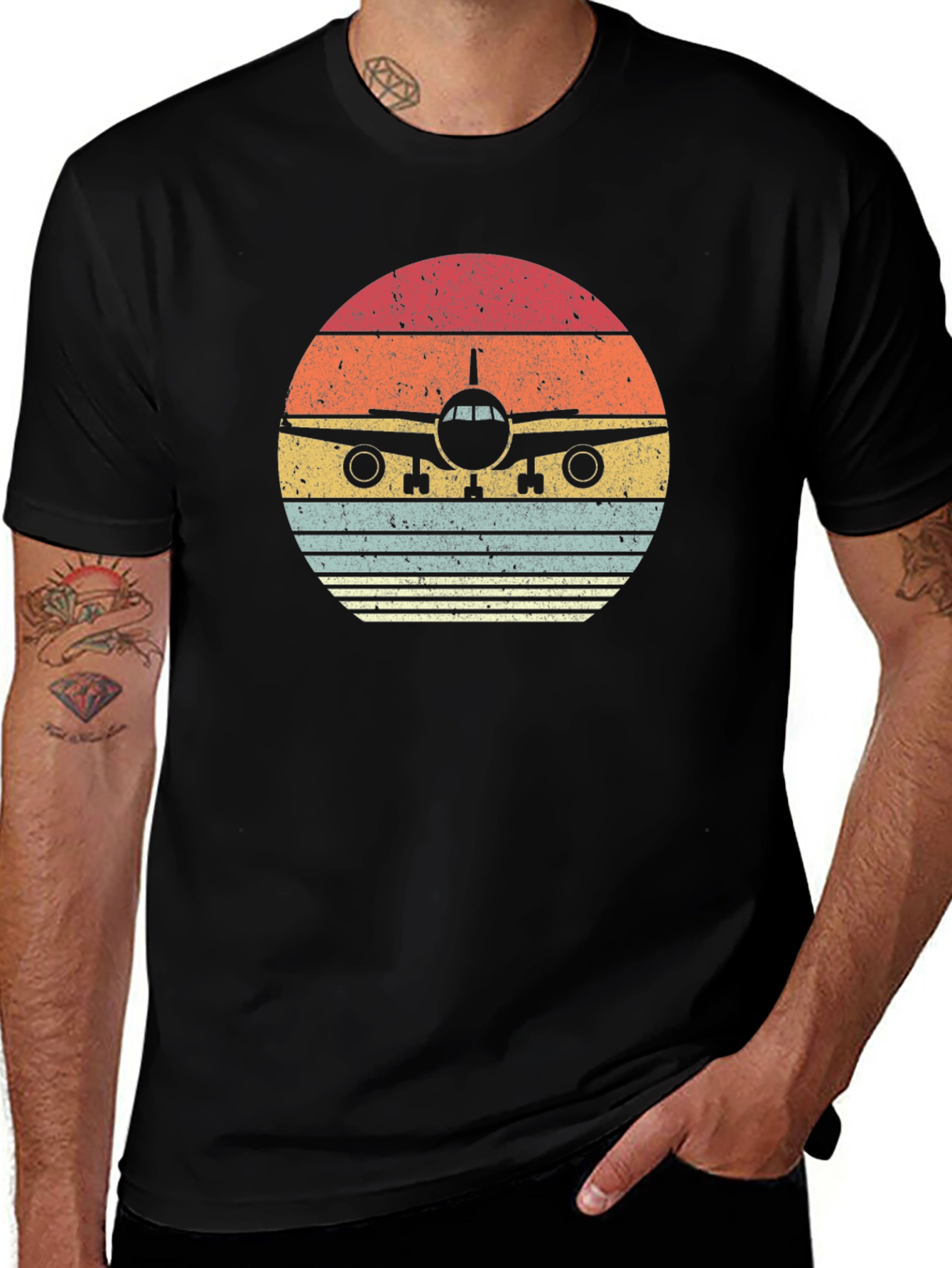 Variant 17 of Vintage Airplane Sunset Graphic Tee