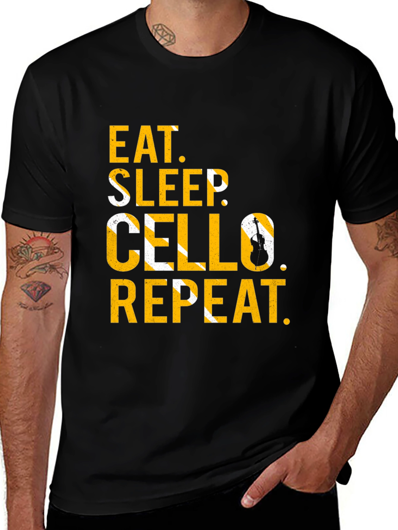 Variant 15 of Eat Sleep Cello Repeat Graphic Tee