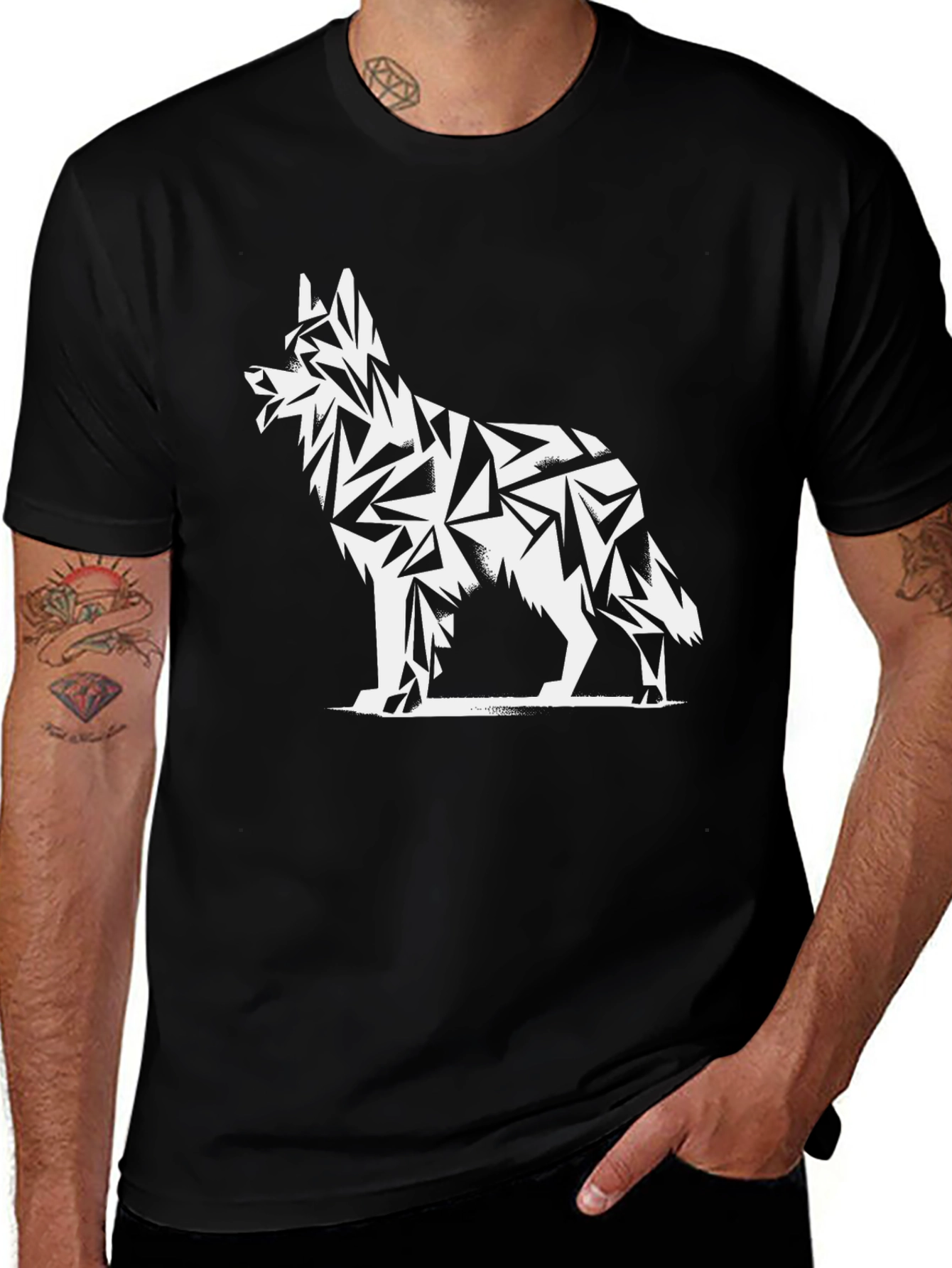 Variant 25 of Geometric Dog Graphic T-Shirt - Black