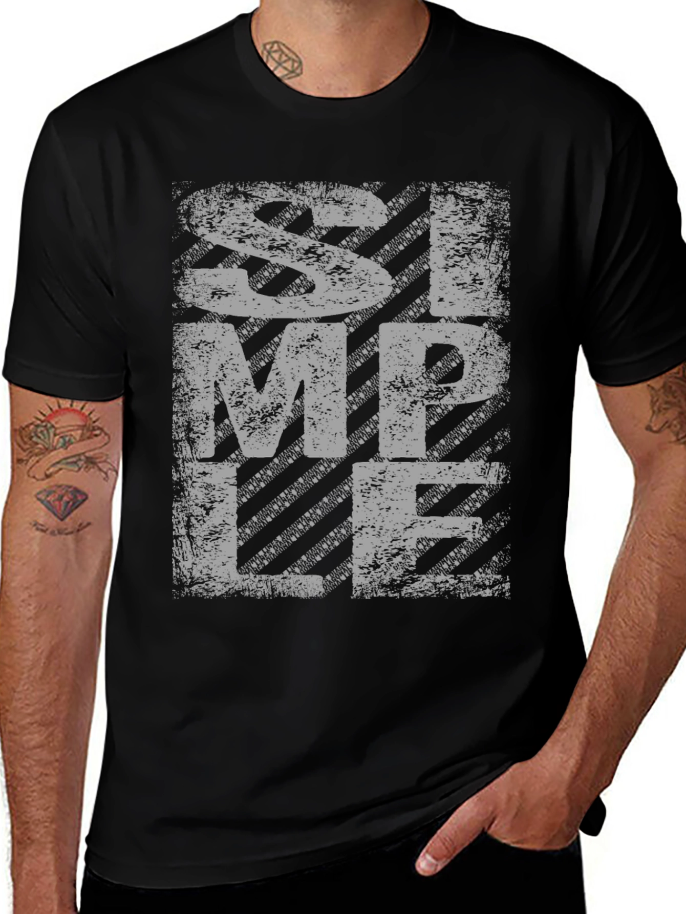 Simple Graphic T-Shirt - Men's Black Tee