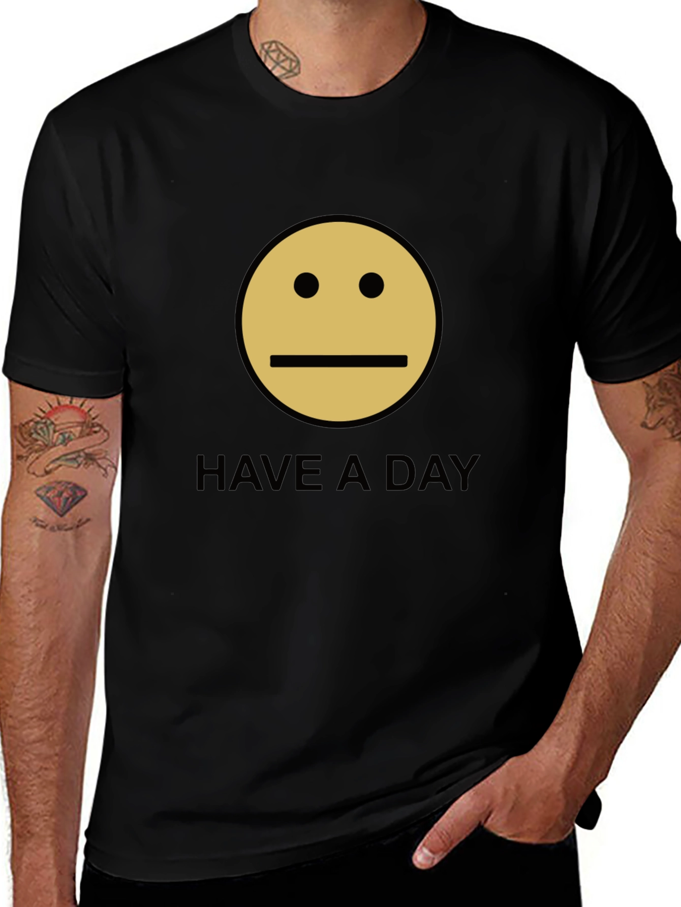 Variant 26 of Have A Day Smiley Face Graphic Tee - Black