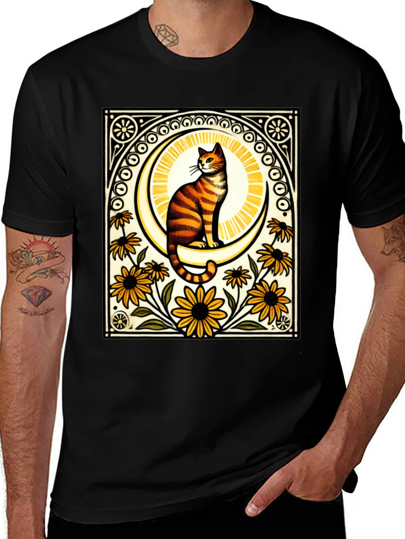 Variant 18 of Cat on Moon Graphic T-Shirt - Unique Design