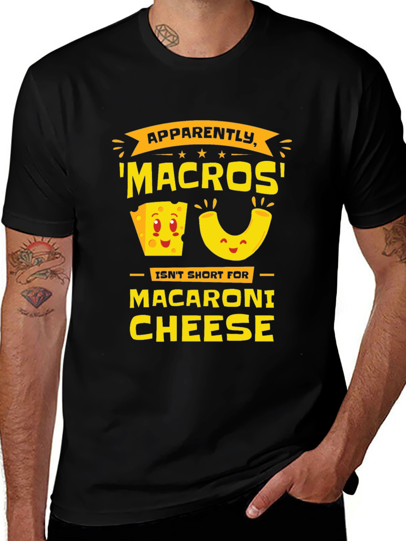 Funny Macros Macaroni Cheese Graphic T-Shirt