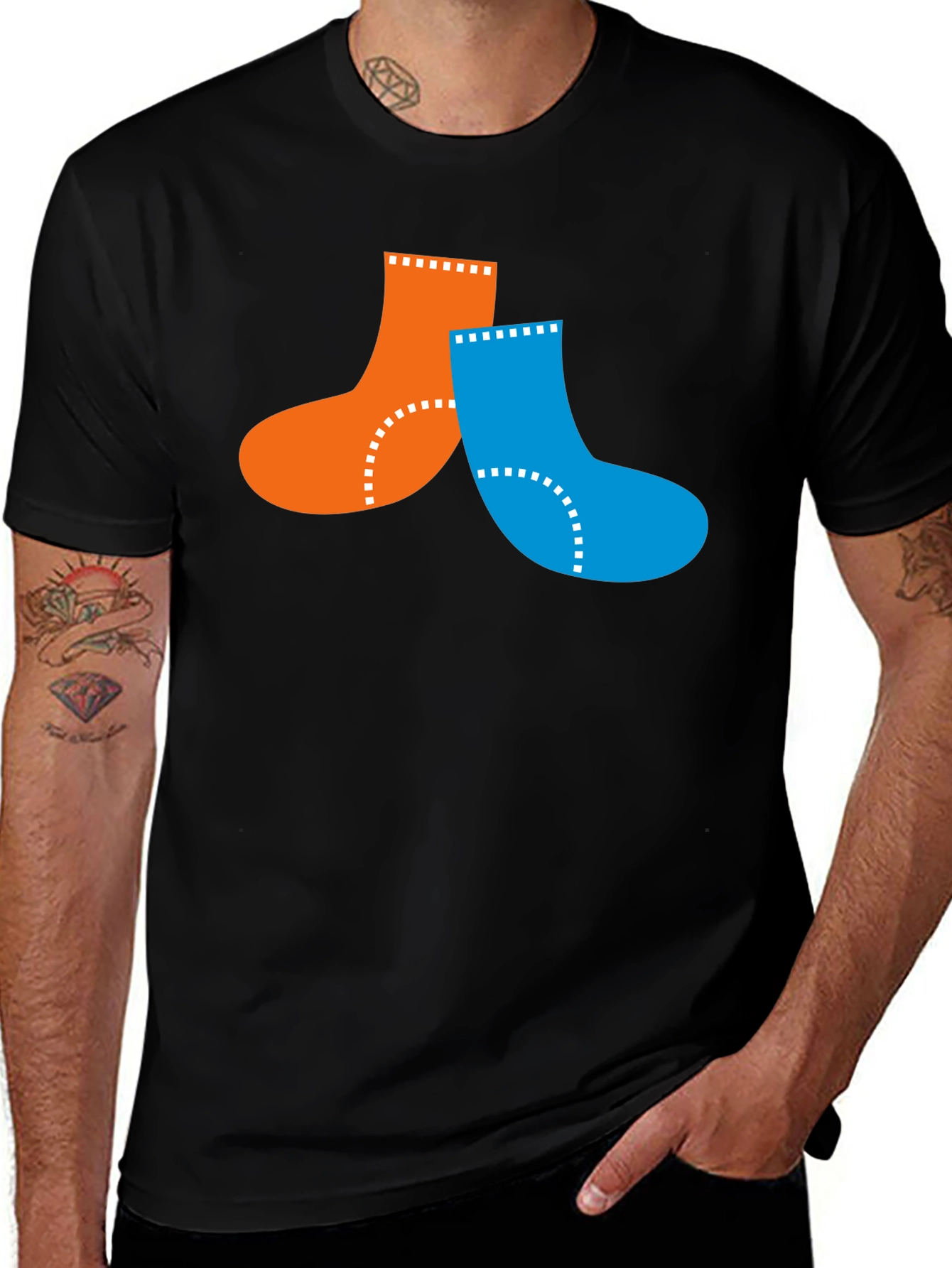 Variant 24 of Two Socks Graphic Tee - Black Casual T-Shirt