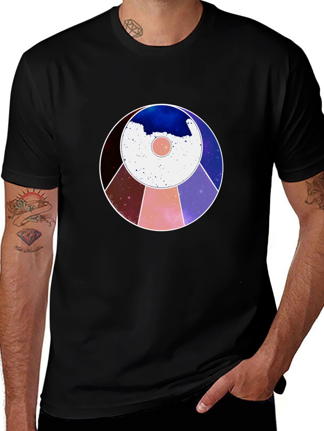 Variant 29 of Cosmic Circle Graphic Tee - Modern Abstract Design