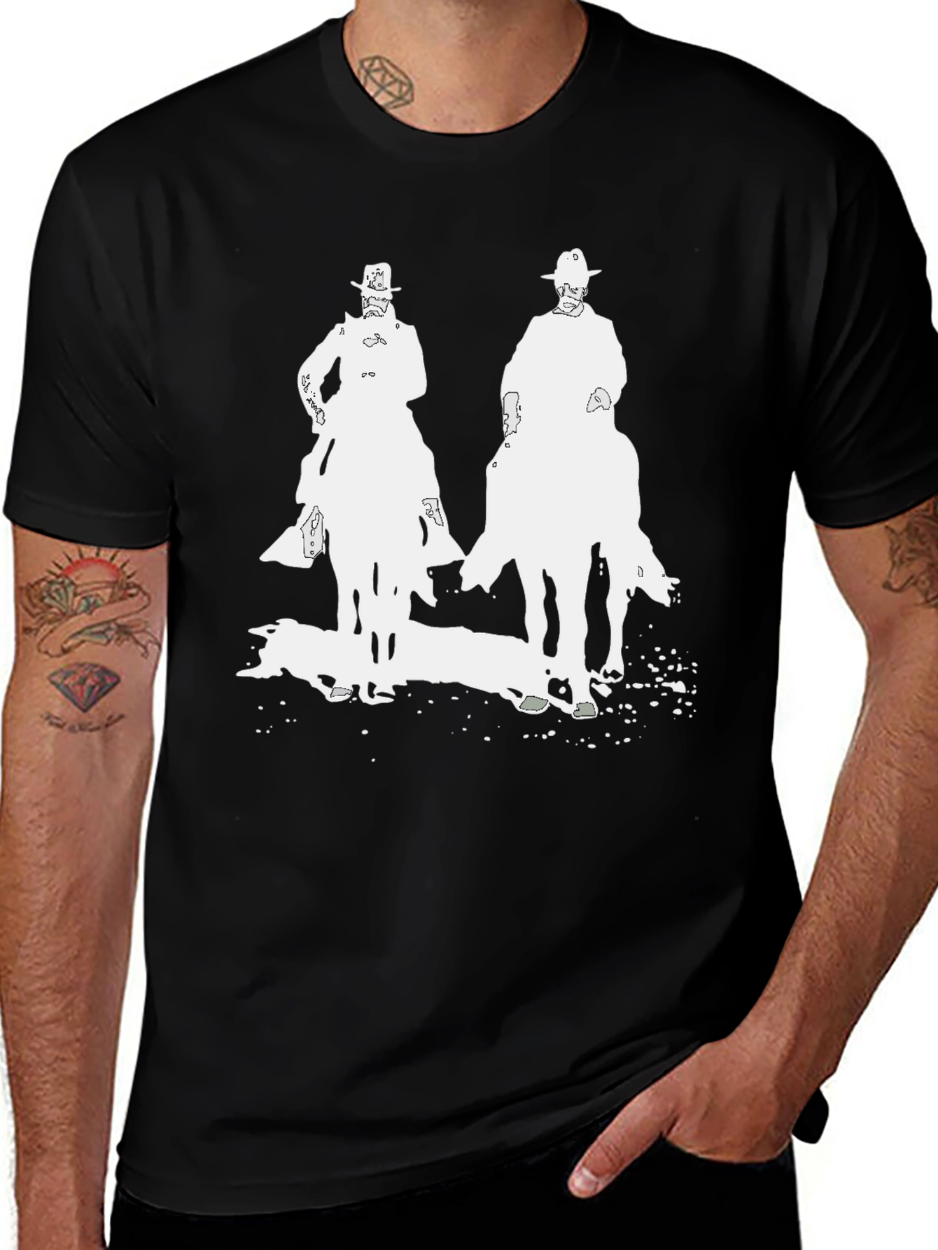 Variant 2 of Vintage Cowboy Silhouette Graphic Tee - Black