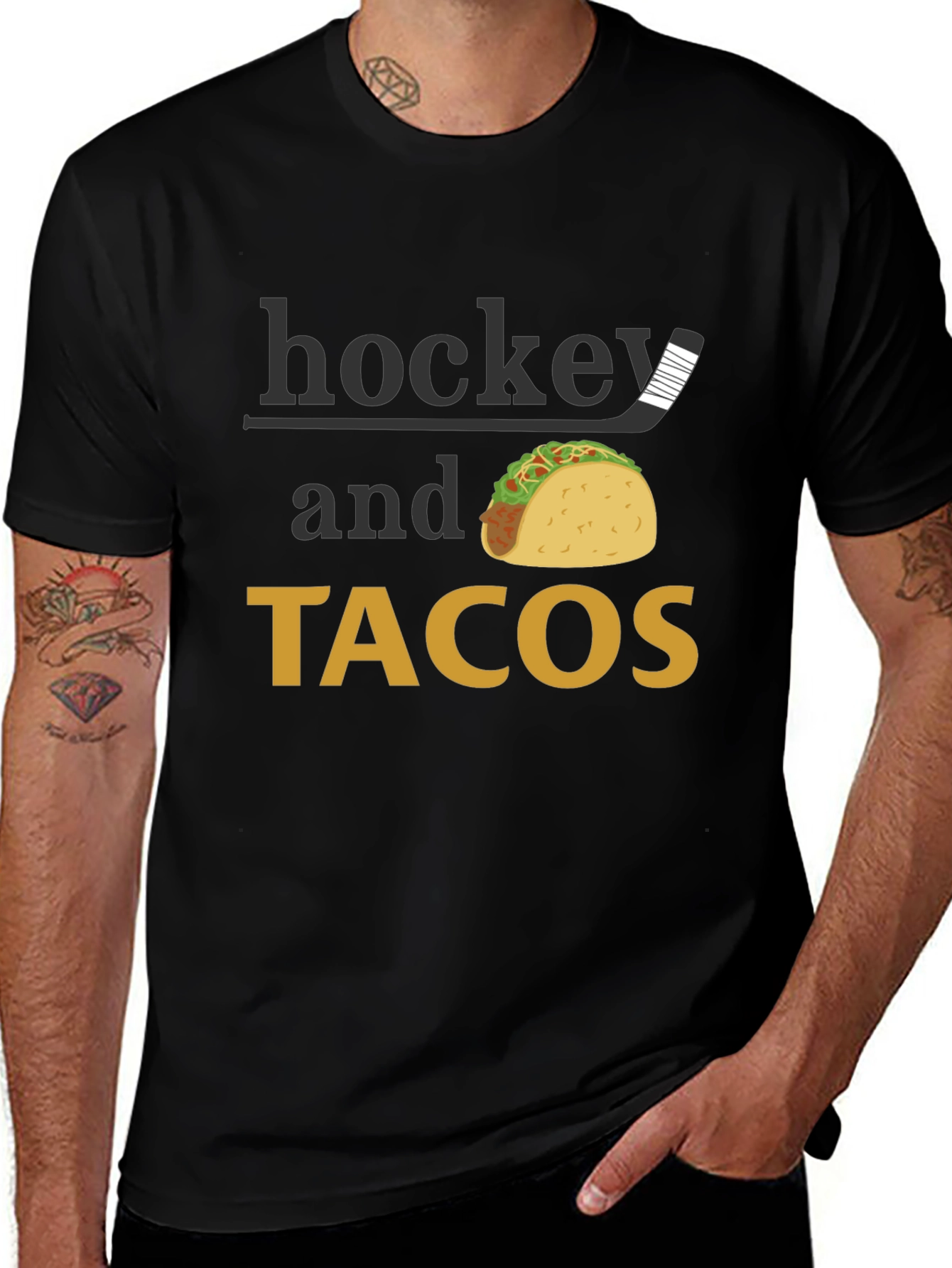Variant 15 of Hockey & Tacos Graphic Tee - Black