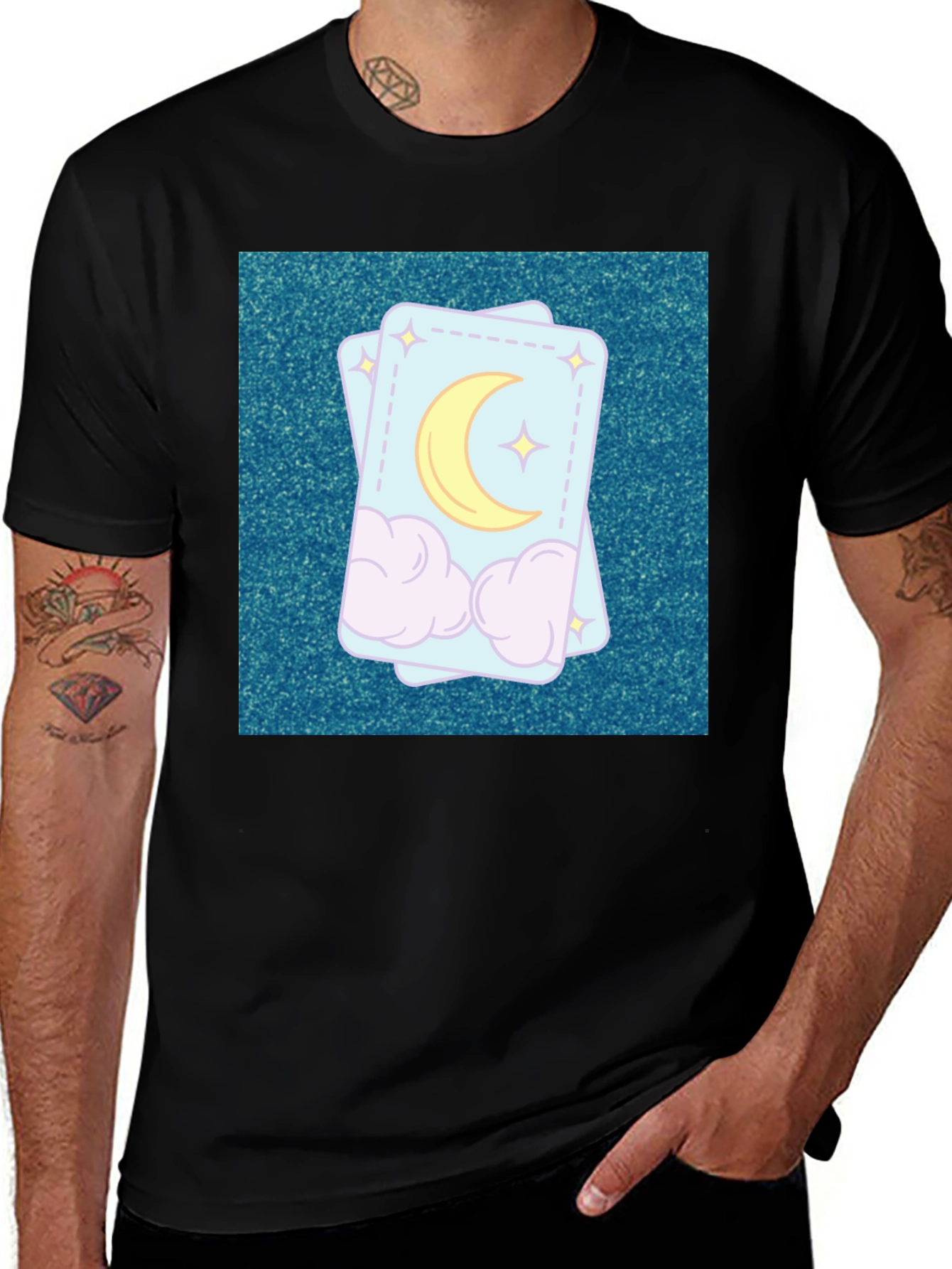 Celestial Moon & Clouds Tarot Card T-Shirt