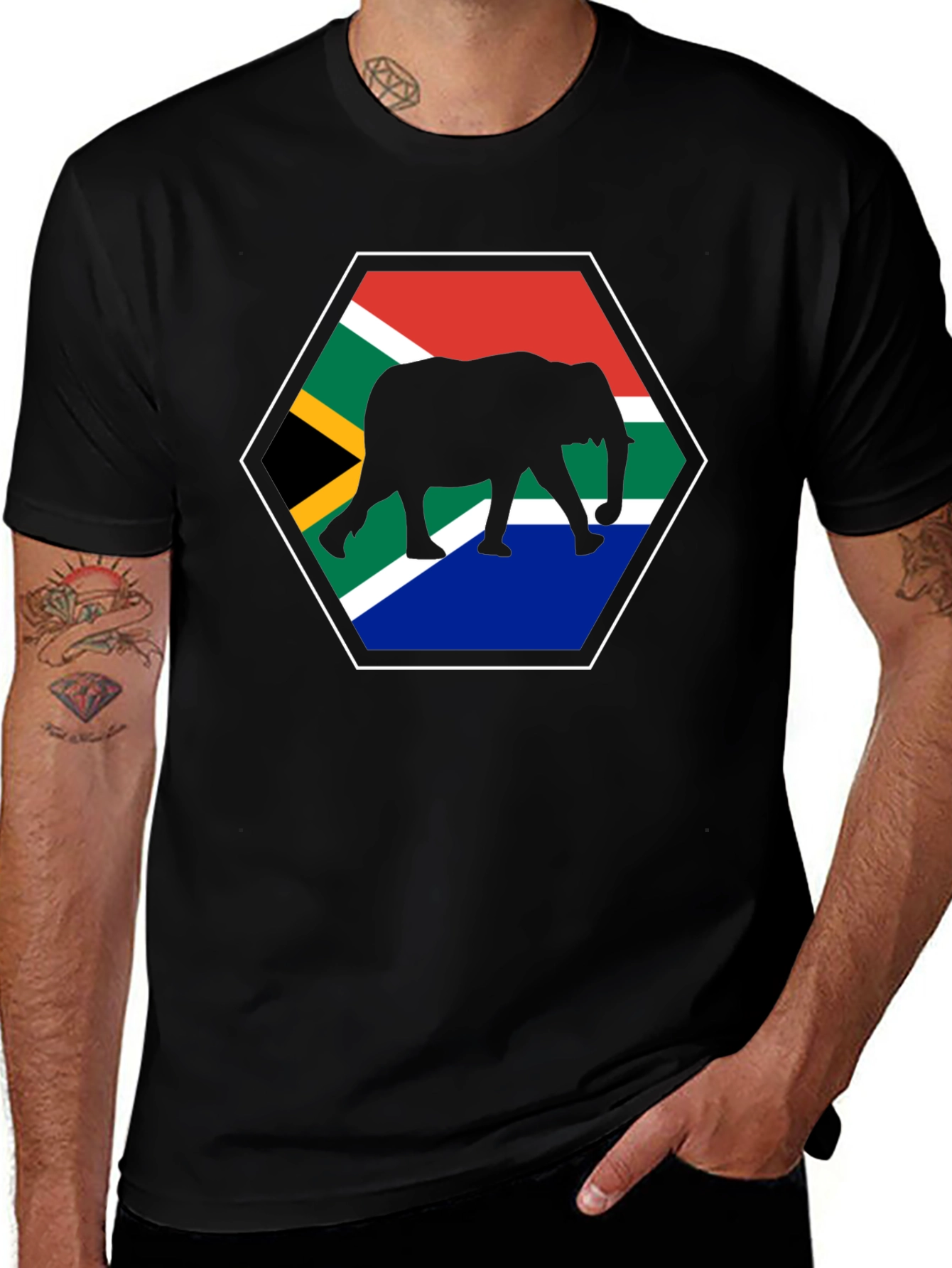 Variant 26 of South Africa Flag Elephant Graphic Tee