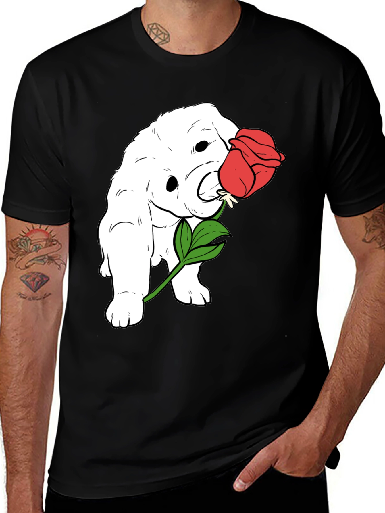 Variant 24 of Dog with Rose Graphic T-Shirt