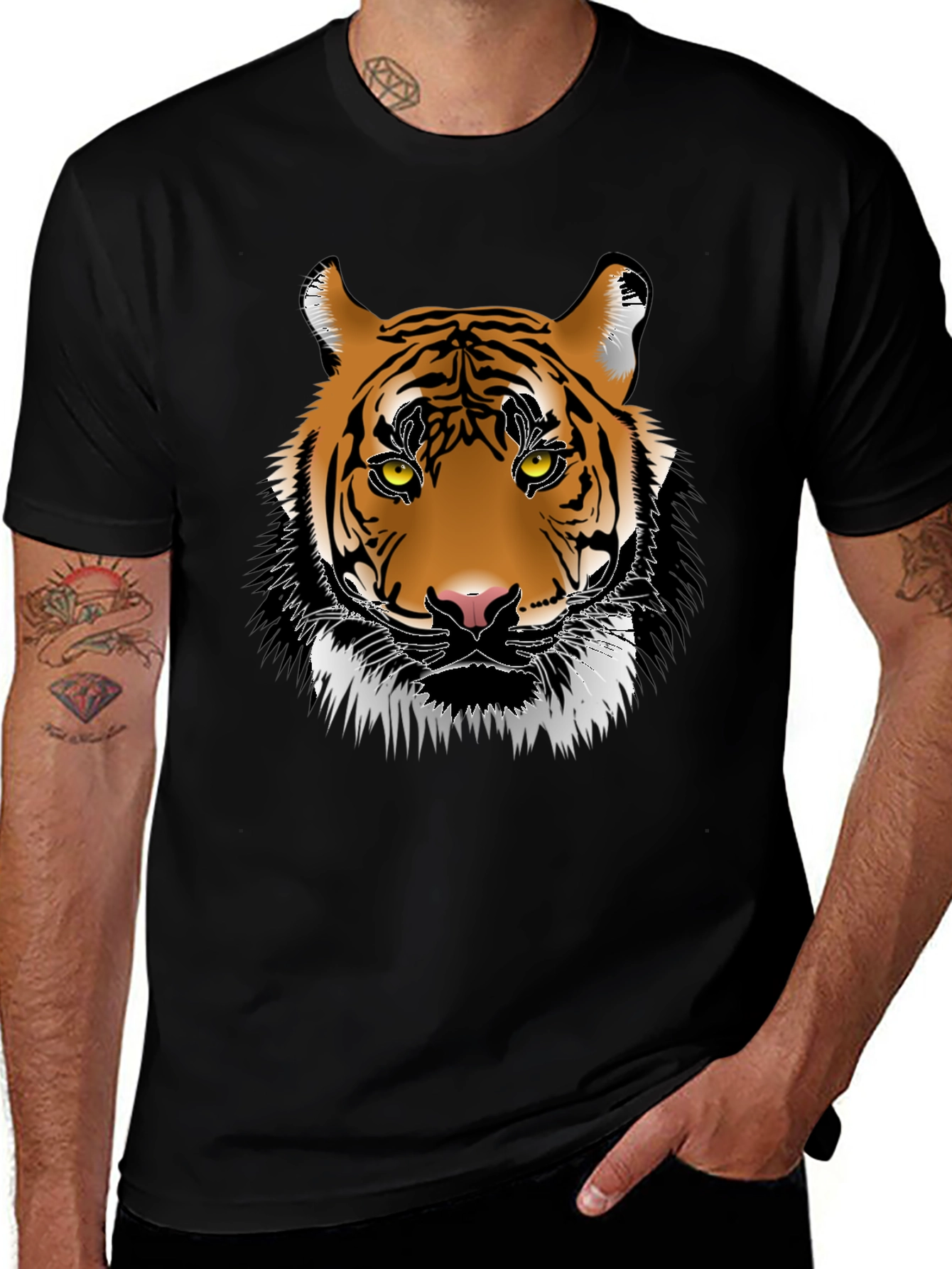 Variant 18 of Cool Tiger Graphic Print Black T-Shirt