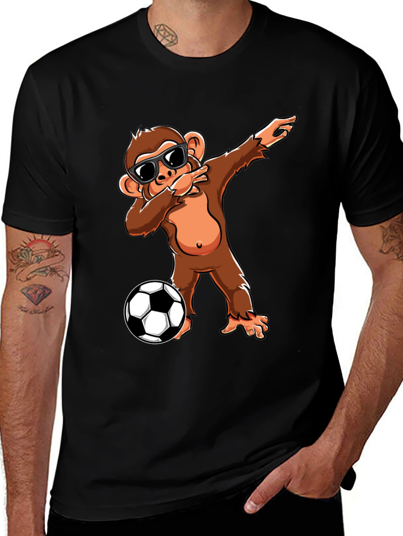 Variant 16 of Monkey Dabbing with Soccer Ball Graphic Tee