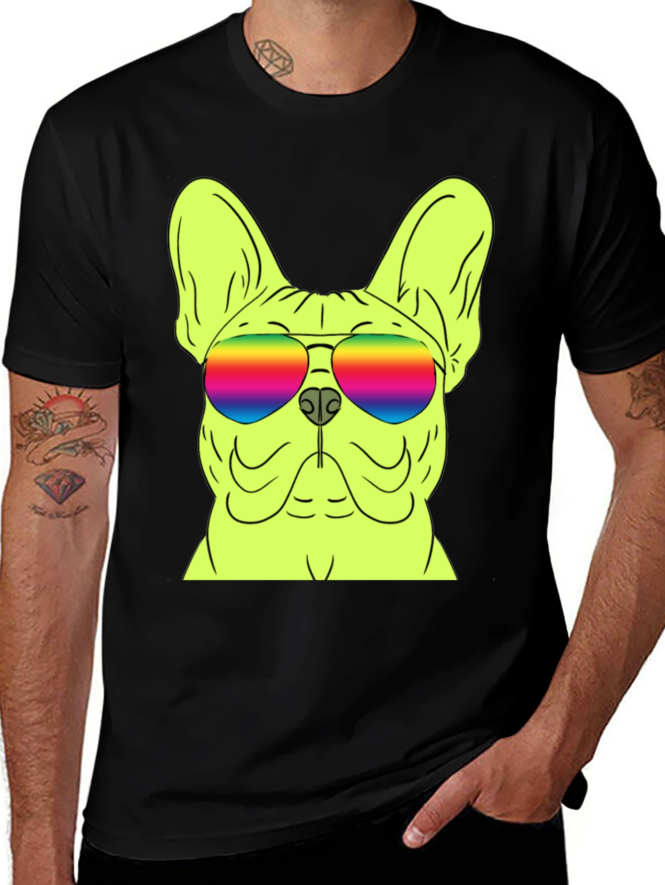Variant 9 of Cool Dog Graphic Tee - Rainbow Sunglasses