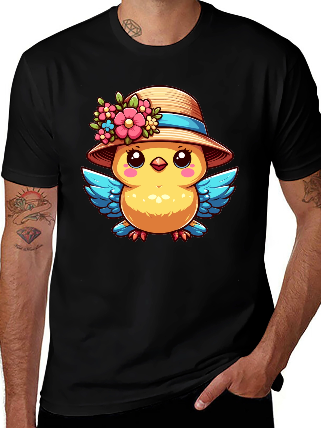Variant 29 of Cute Chick with Flower Hat T-Shirt