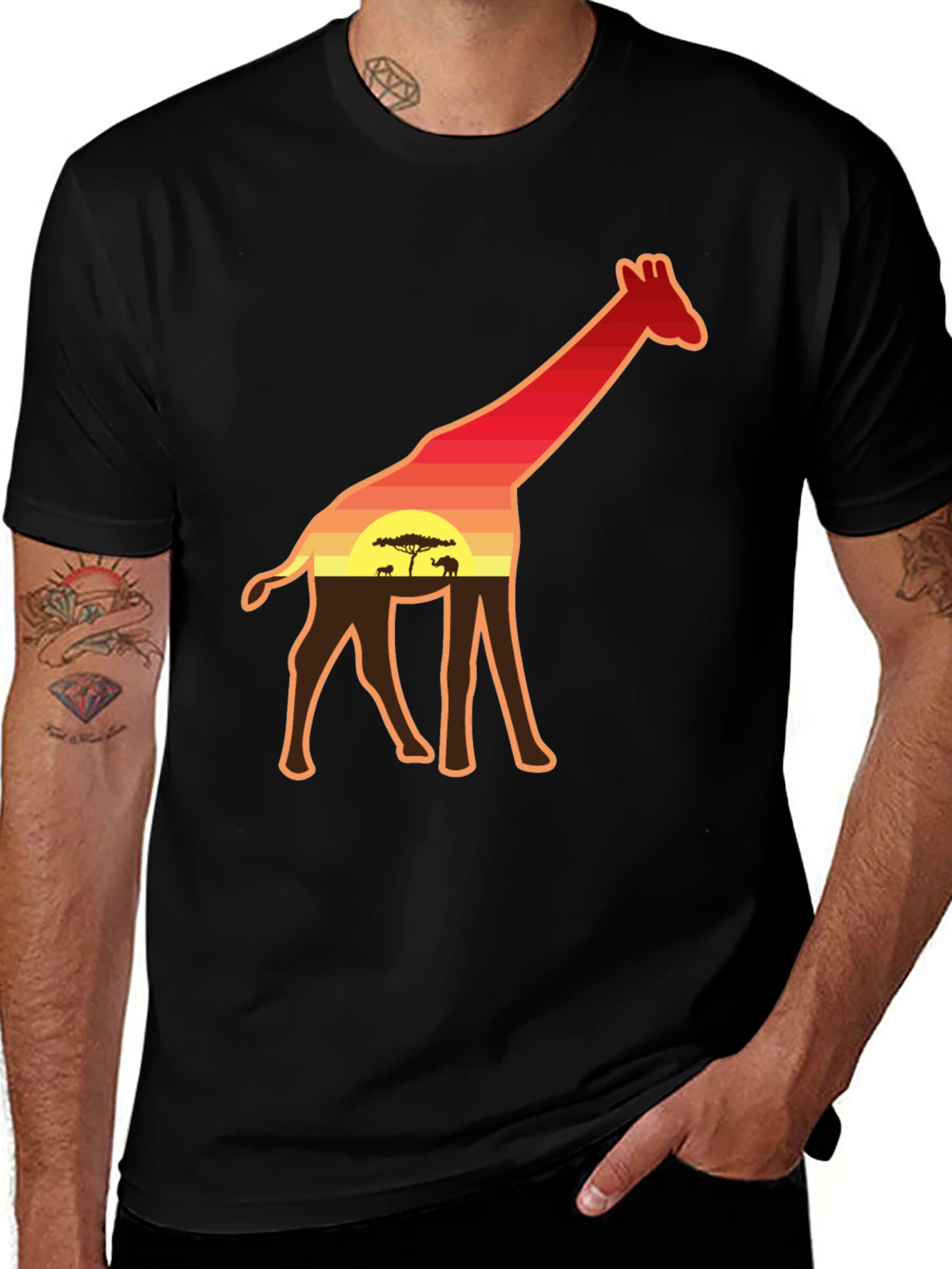 Variant 26 of Giraffe Sunset Graphic Tee
