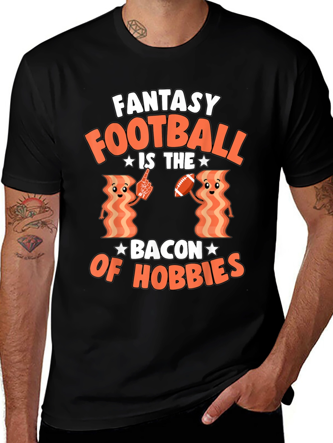 Fantasy Football Bacon Hobbies Graphic T-Shirt