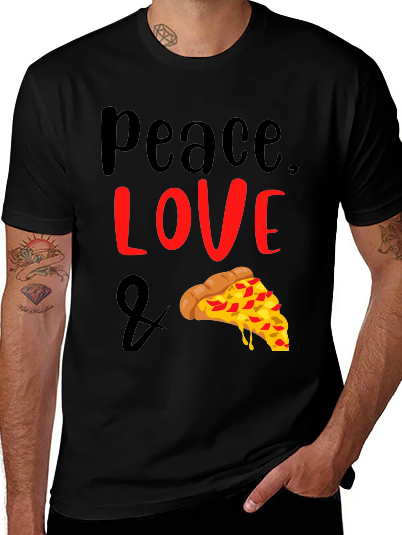 Variant 9 of Peace Love Pizza Graphic T-Shirt