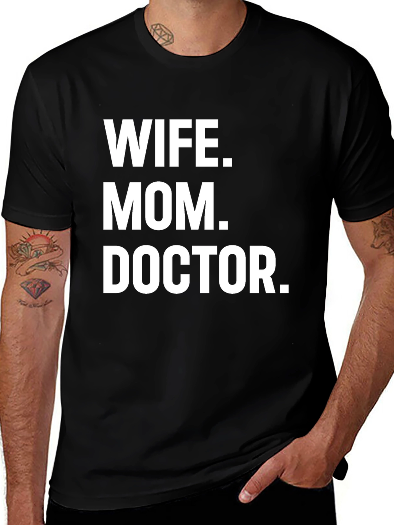 Variant 24 of Wife Mom Doctor T-Shirt - Unisex Black Tee