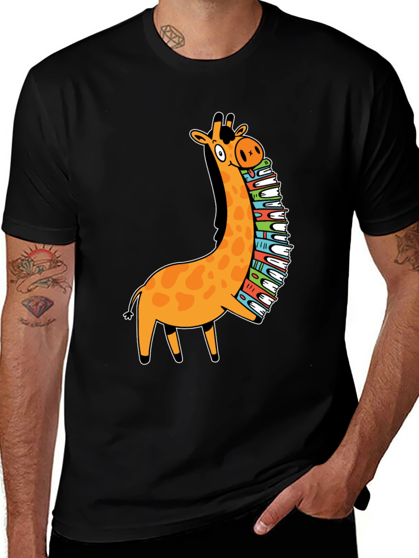 Variant 21 of Giraffe Reading T-Shirt - Book Lover Tee