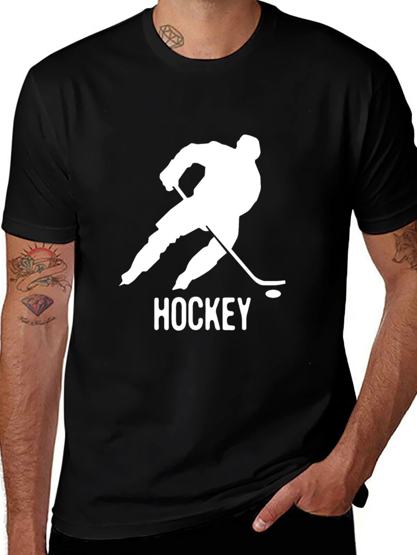 Variant 8 of Hockey Player Graphic Tee - Stylish Black Cotton T-Shirt