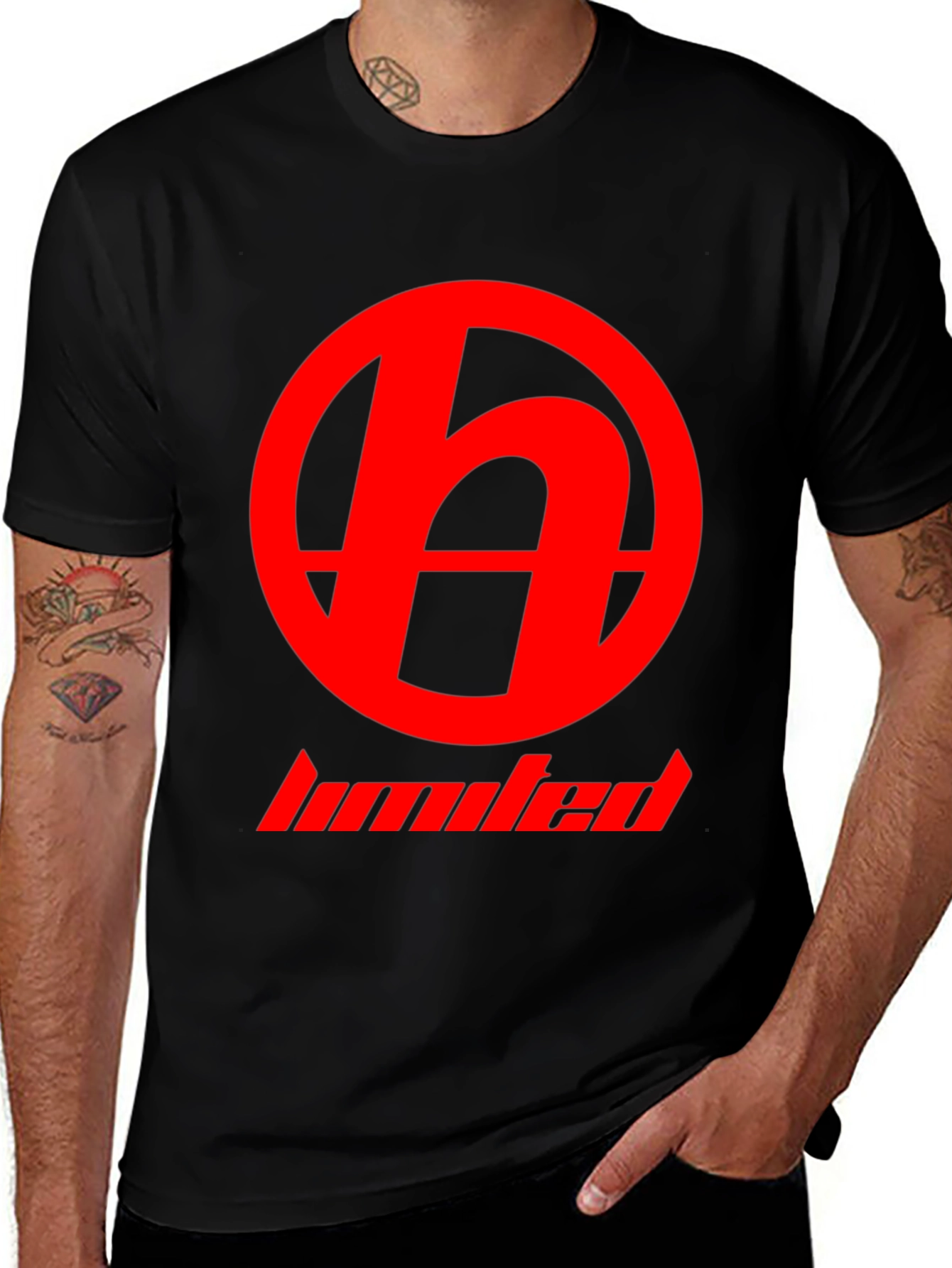 Black Red Logo Black T-Shirt - Modern Casual Wear main image