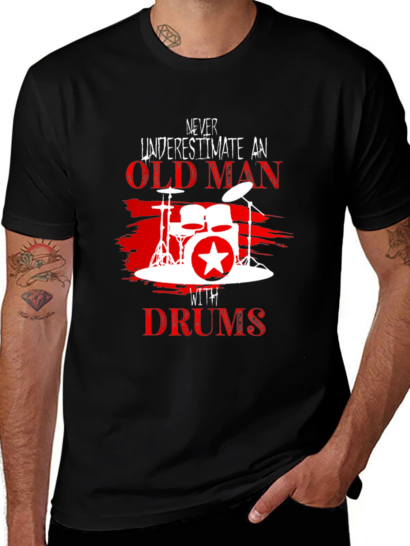 Variant 13 of Never Underestimate Old Man with Drums T-Shirt