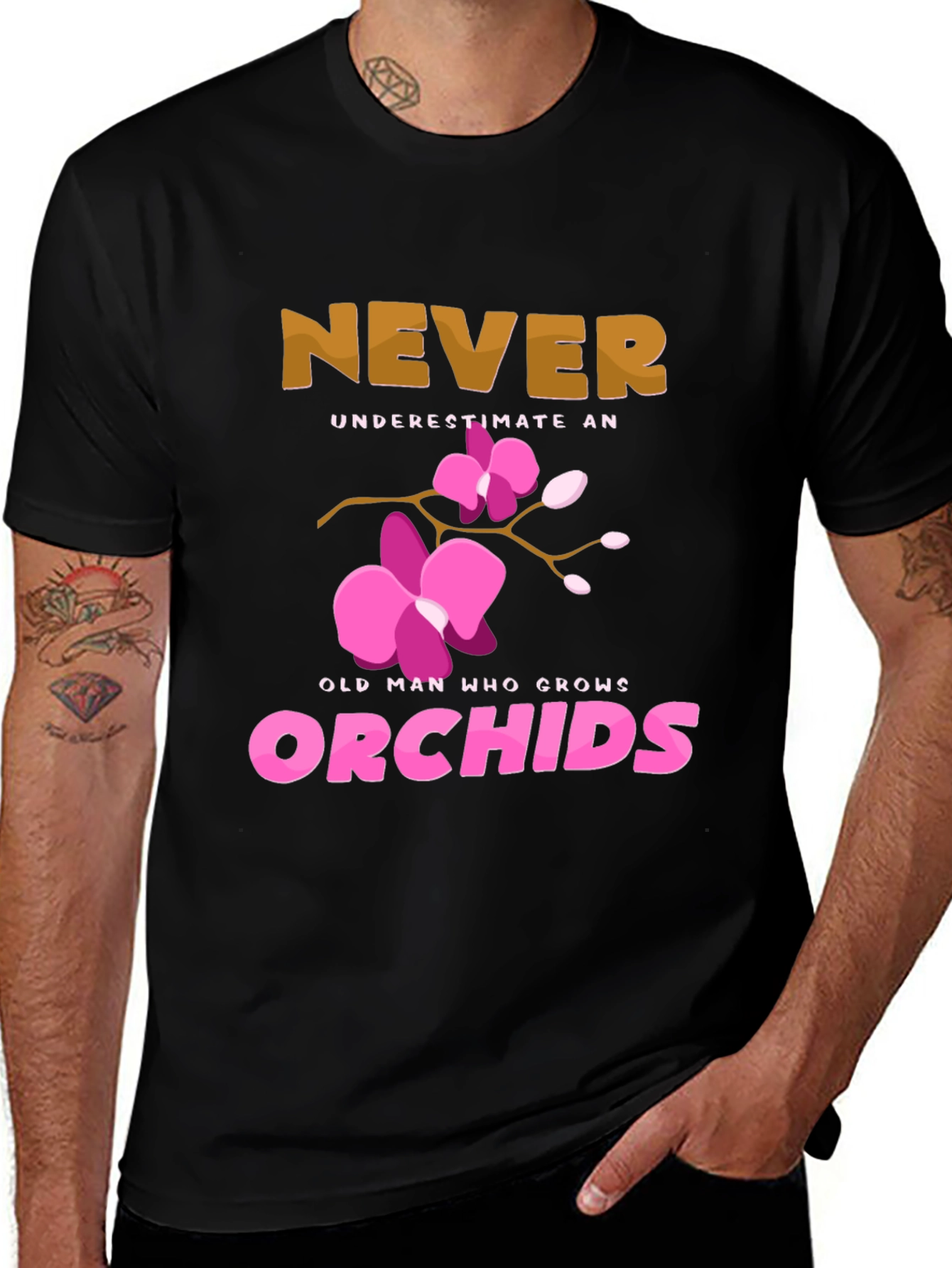 Variant 30 of Never Underestimate an Old Man Who Grows Orchids T-Shirt