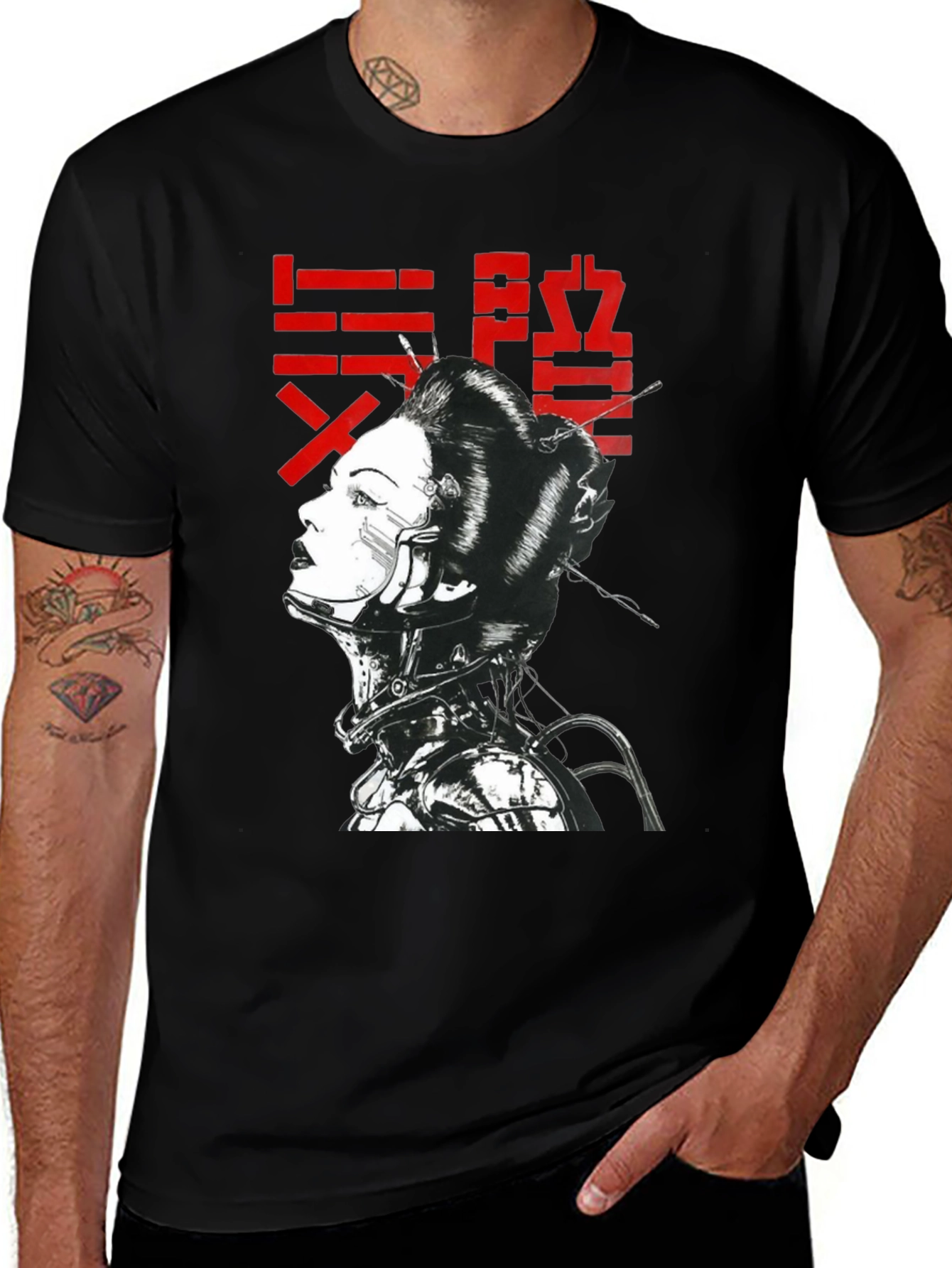 Variant 22 of Cyberpunk Geisha Graphic T-Shirt - Black