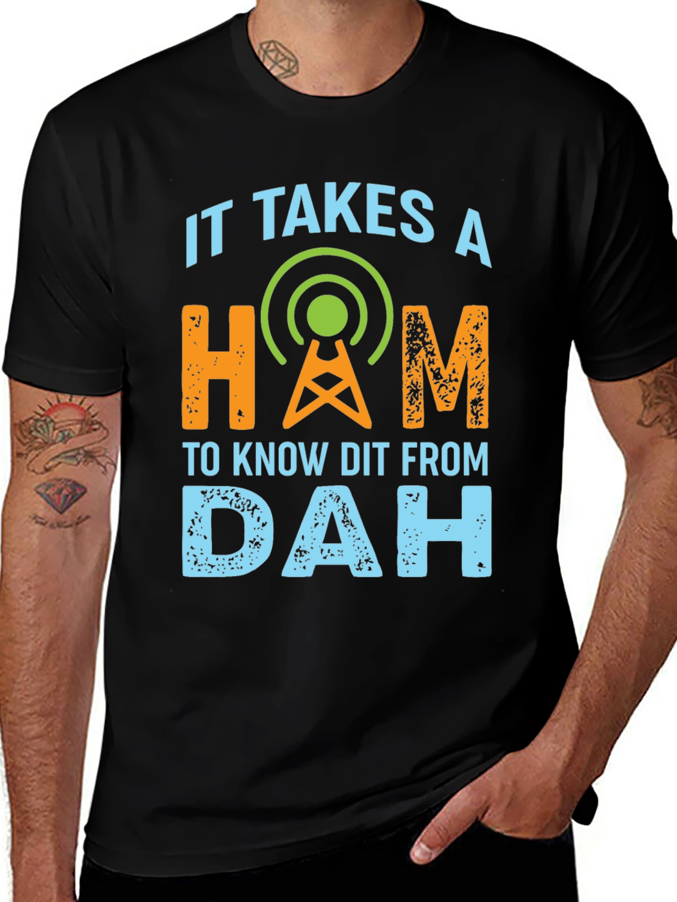 Variant 22 of Ham Radio Operator T-Shirt - Dit Dah Morse Code