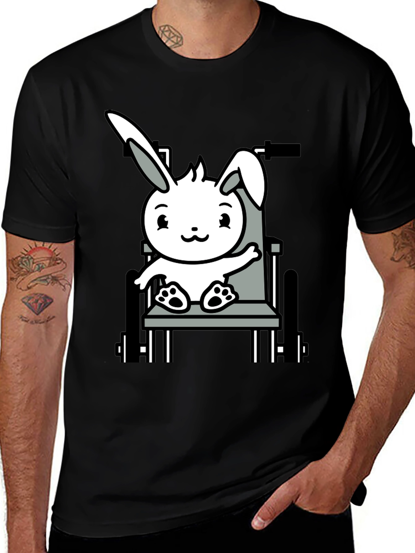 Variant 25 of Bunny Wheelchair T-Shirt: Adorable Animal Graphic Tee
