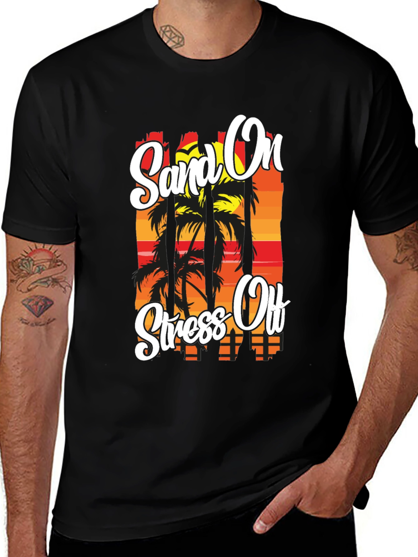 Variant 30 of Sand On Stress Off Graphic T-Shirt, Black